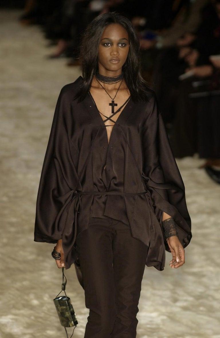 Tom Ford for Gucci F/W 2002 Runway Ebony Beaded Cross Necklace 2