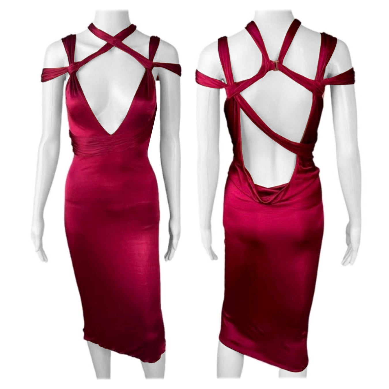 Tom Ford pour Gucci F/W 2003 - Robe midi moulante asymétrique à découpes bondage