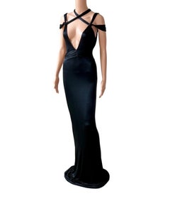 Tom Ford for Gucci F/W 2003 Bondage Cutout Bodycon Black Evening Dress Gown