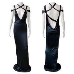 Tom Ford for Gucci F/W 2003 Bondage Cutout Bodycon Black Evening Dress Gown