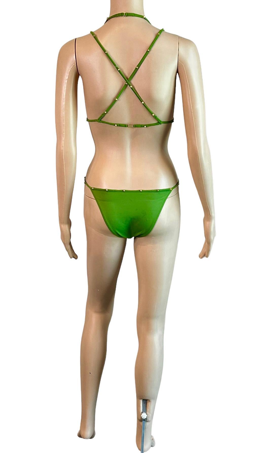 Tom Ford for Gucci F/W 2003 Bondage Studded Two-Piece Bikini Swimsuit Swimwear In Good Condition For Sale In Naples, FL
