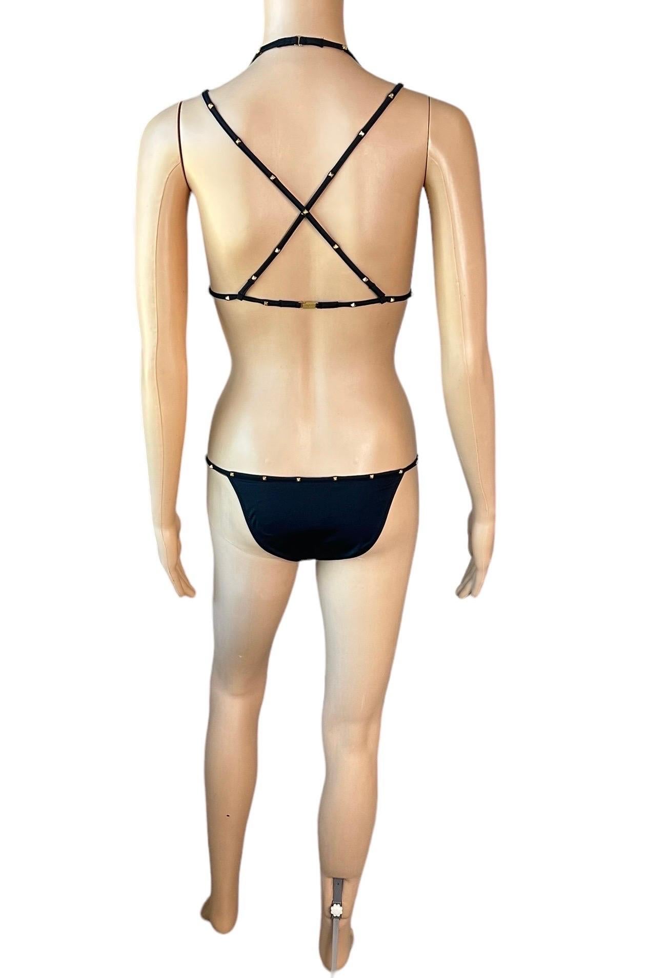 Tom Ford for Gucci F/W 2003 Bondage Studded Two-Piece Bikini Swimsuit Swimwear For Sale 1