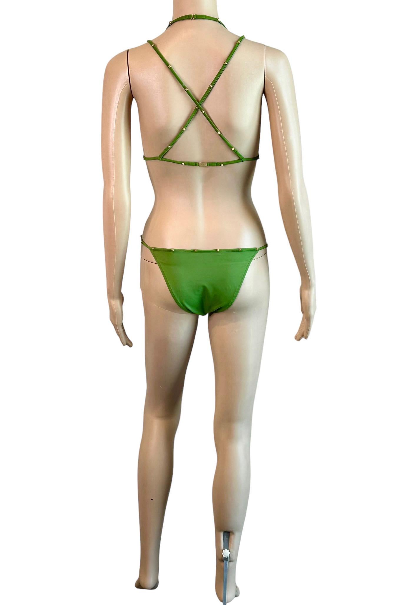 Tom Ford for Gucci F/W 2003 Bondage Studded Two-Piece Bikini Swimsuit Swimwear For Sale 2