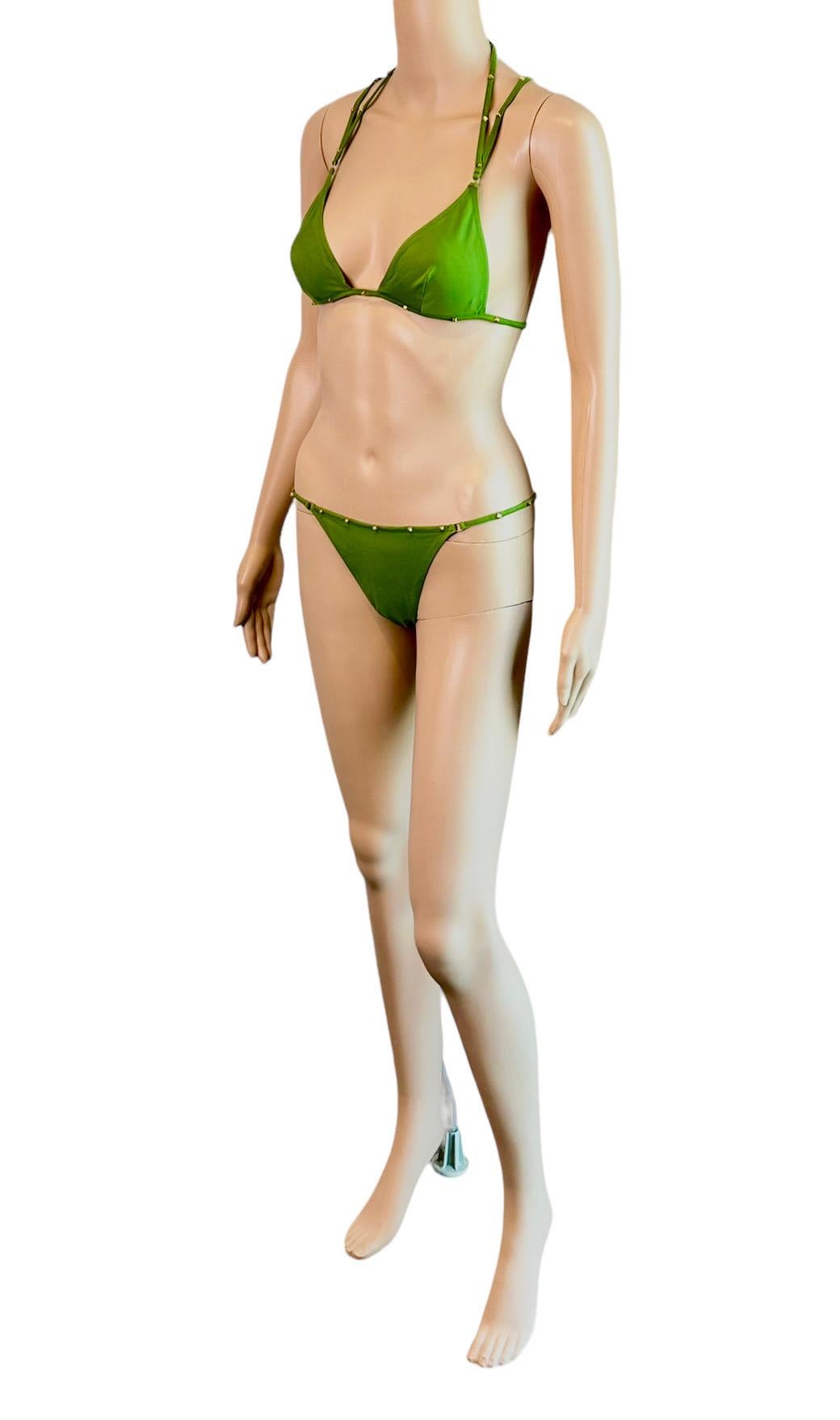 Tom Ford for Gucci F/W 2003 Bondage Studded Two-Piece Bikini Swimsuit Swimwear For Sale 3