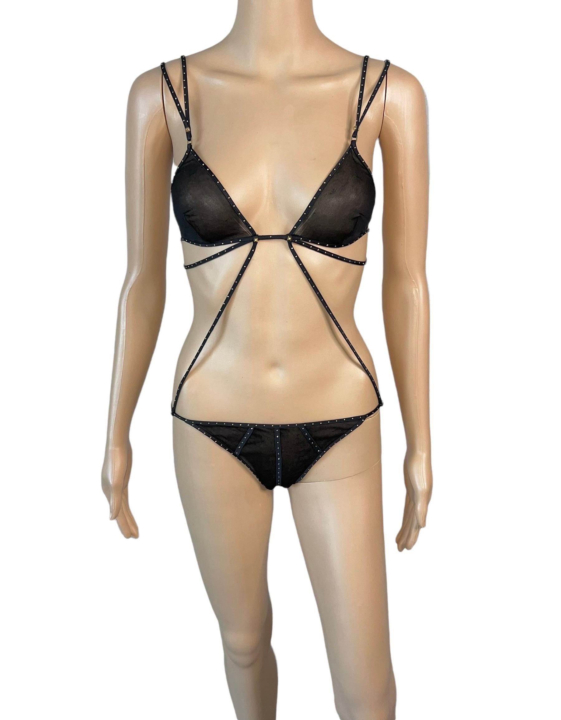 Tom Ford for Gucci F/W 2003 Bondage Studded Wrap Black Sheer Bodysuit Lingerie Size S

Please note this item has some wear and pulling throughout the mesh.


