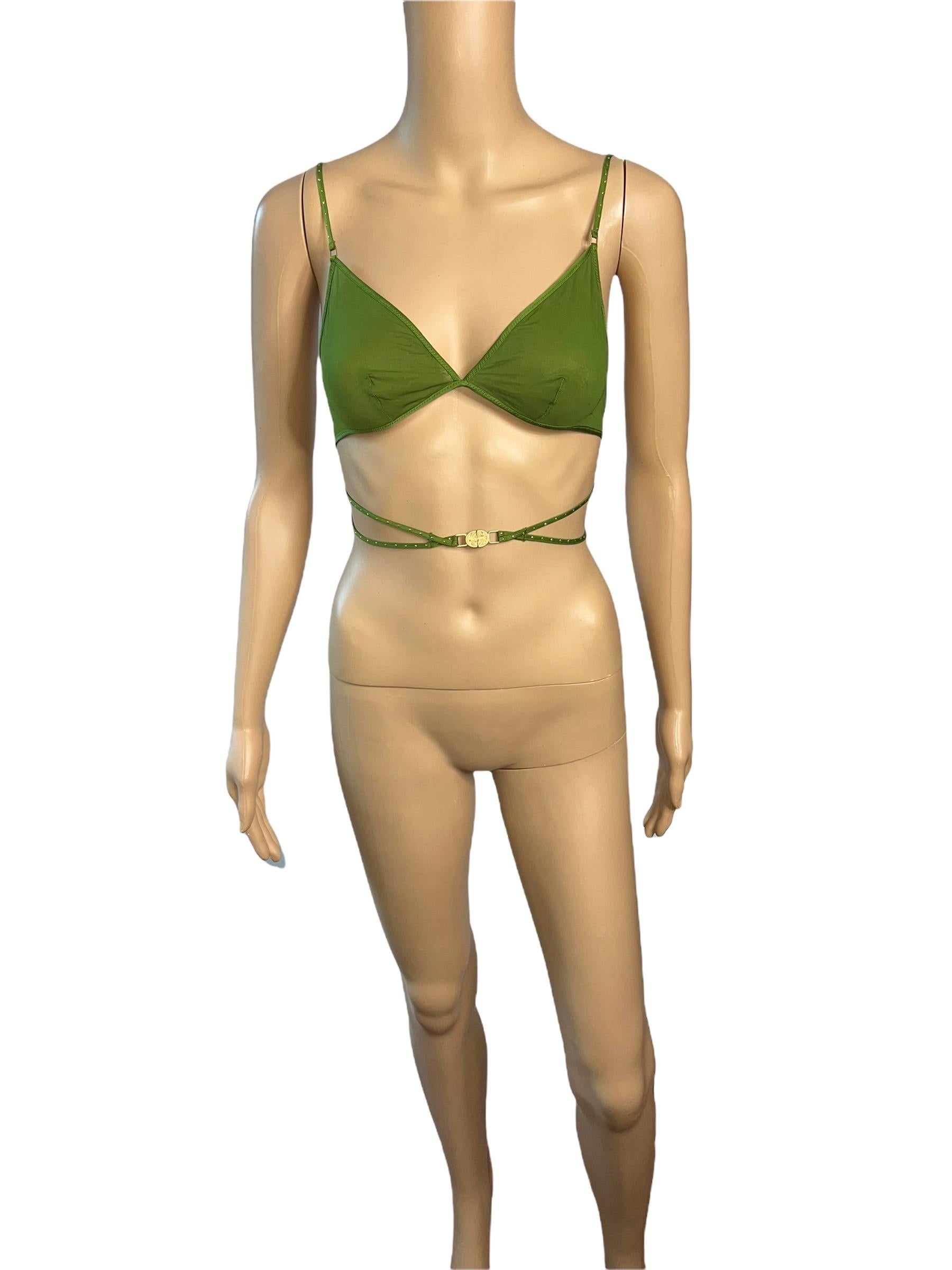 Tom Ford for Gucci F/W 2003 Bondage Studded Wrap Sheer Green Bra Lingerie Size M

Please note this bra hasn't been worn, however due to storage and time it has pulling throughout.

