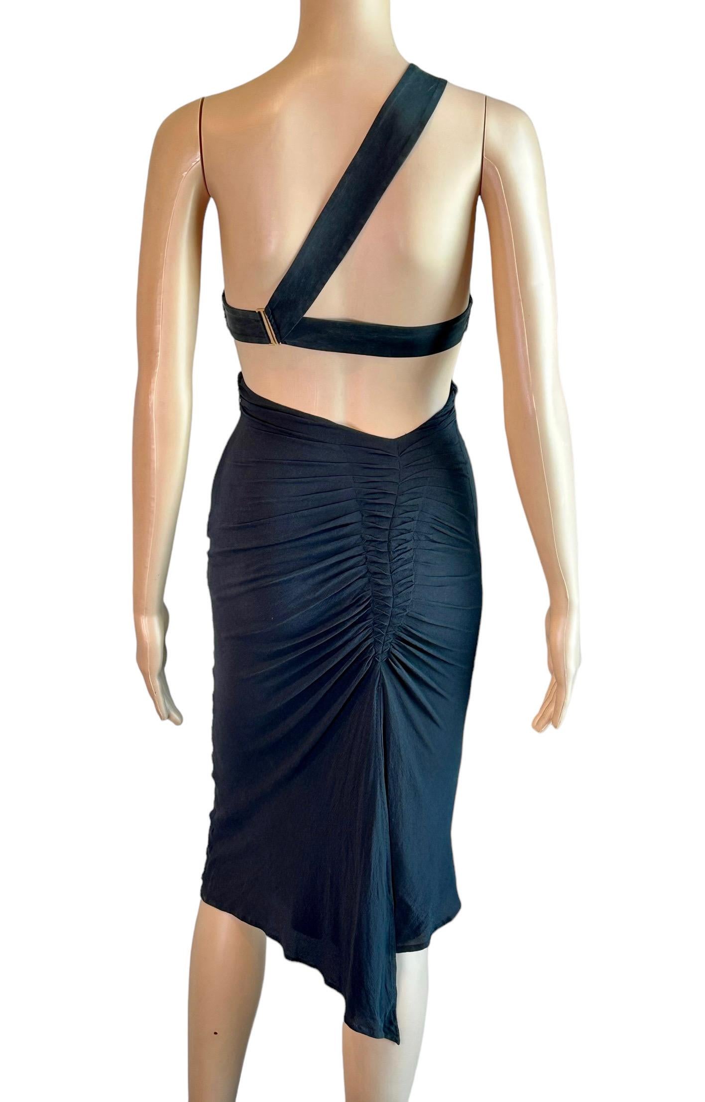 Women's Tom Ford for Gucci F/W 2003 Bustier Bra Cutout Bodycon Black Dress For Sale