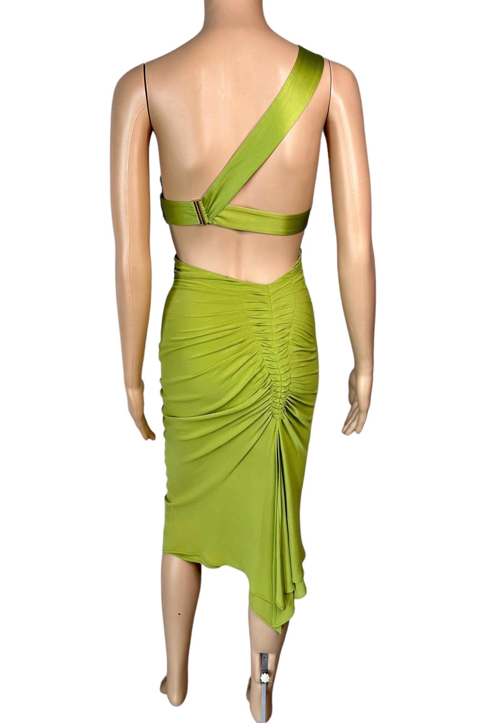 Green Tom Ford for Gucci F/W 2003 Bustier Bra Cutout Bodycon Dress  For Sale