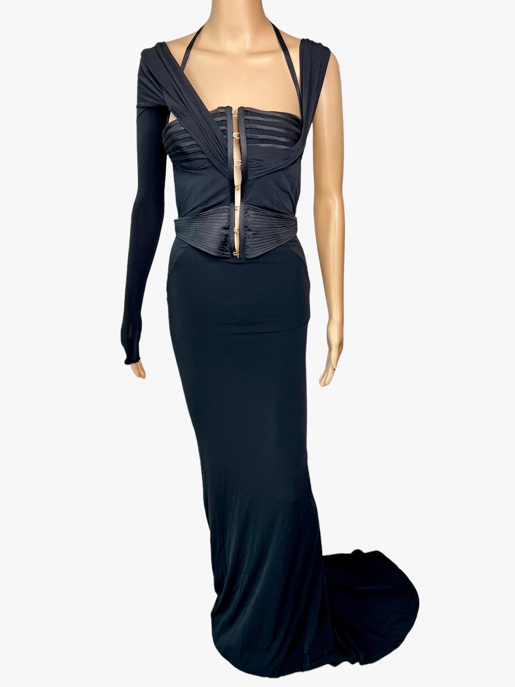 Tom Ford for Gucci F/W 2003 Bustier Corset Cutout Train Black Evening Dress Gown 1