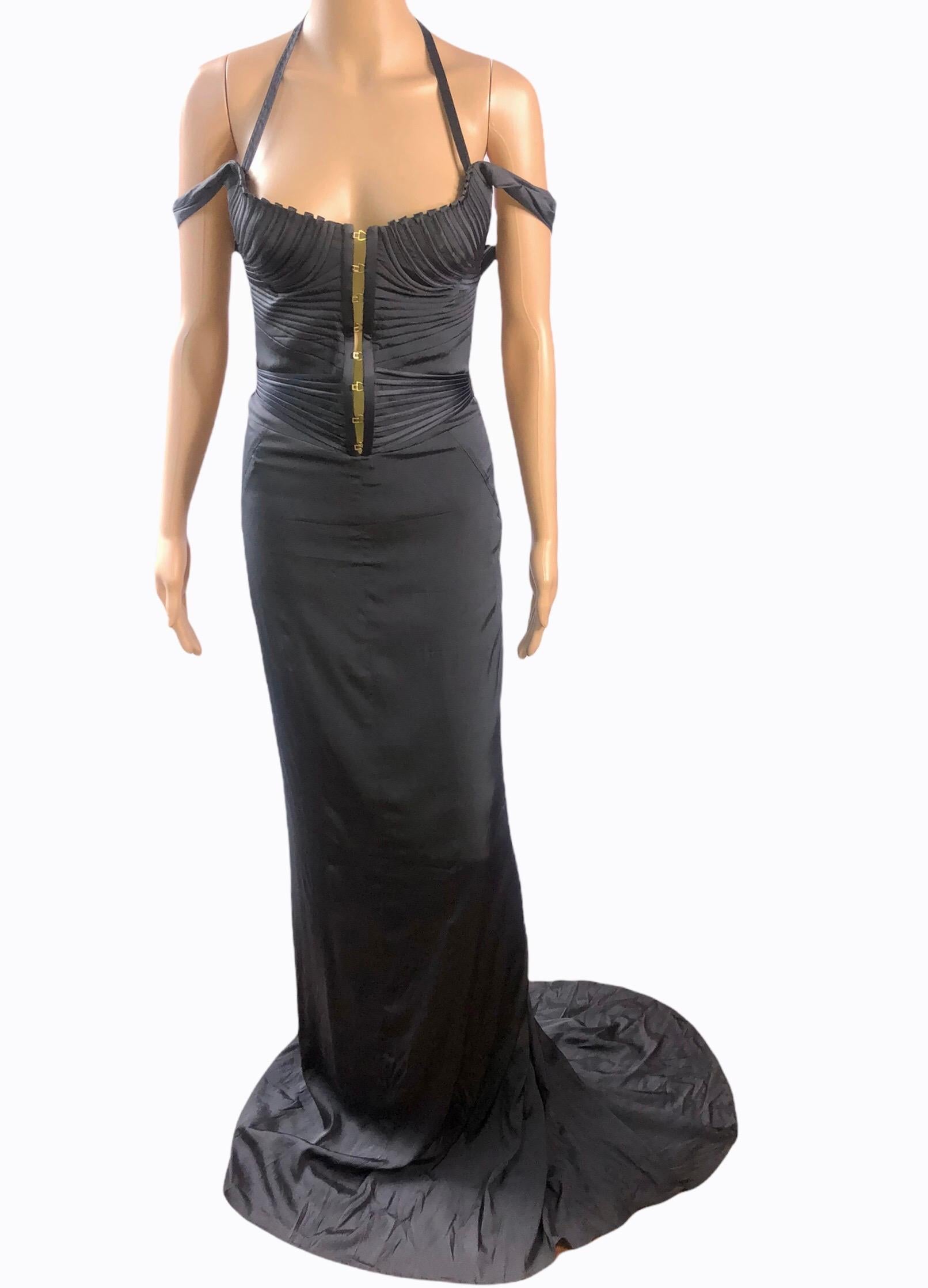 Tom Ford for Gucci F/W 2003 Bustier Corset Silk Evening Dress Gown In Good Condition In Naples, FL