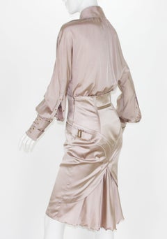 Tom Ford for Gucci F/W 2003 Collection Nude Silk Grommet Skirt Suit 40/42