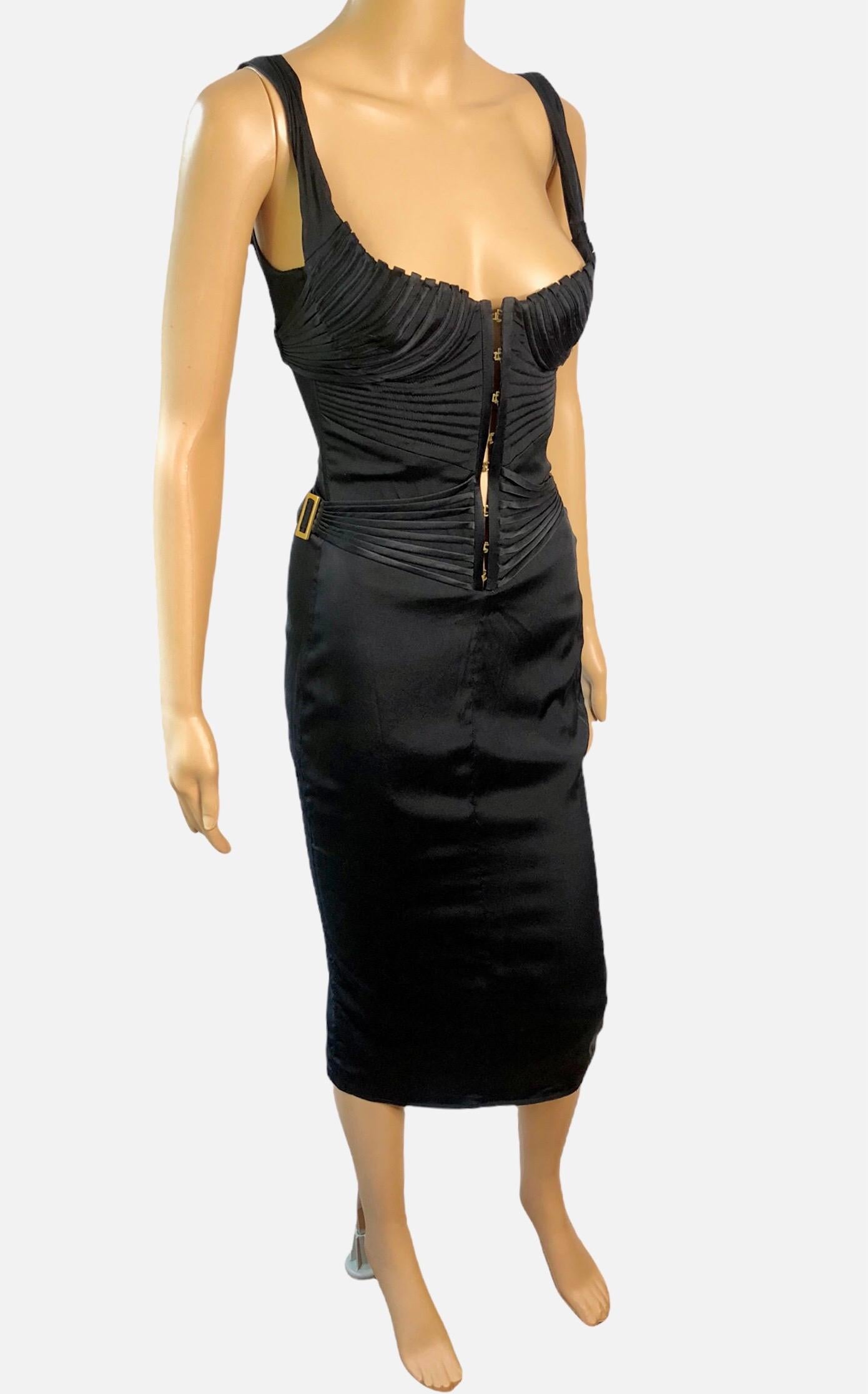 Women's or Men's Tom Ford for Gucci F/W 2003 Runway Bustier Corset Silk Black Dress For Sale