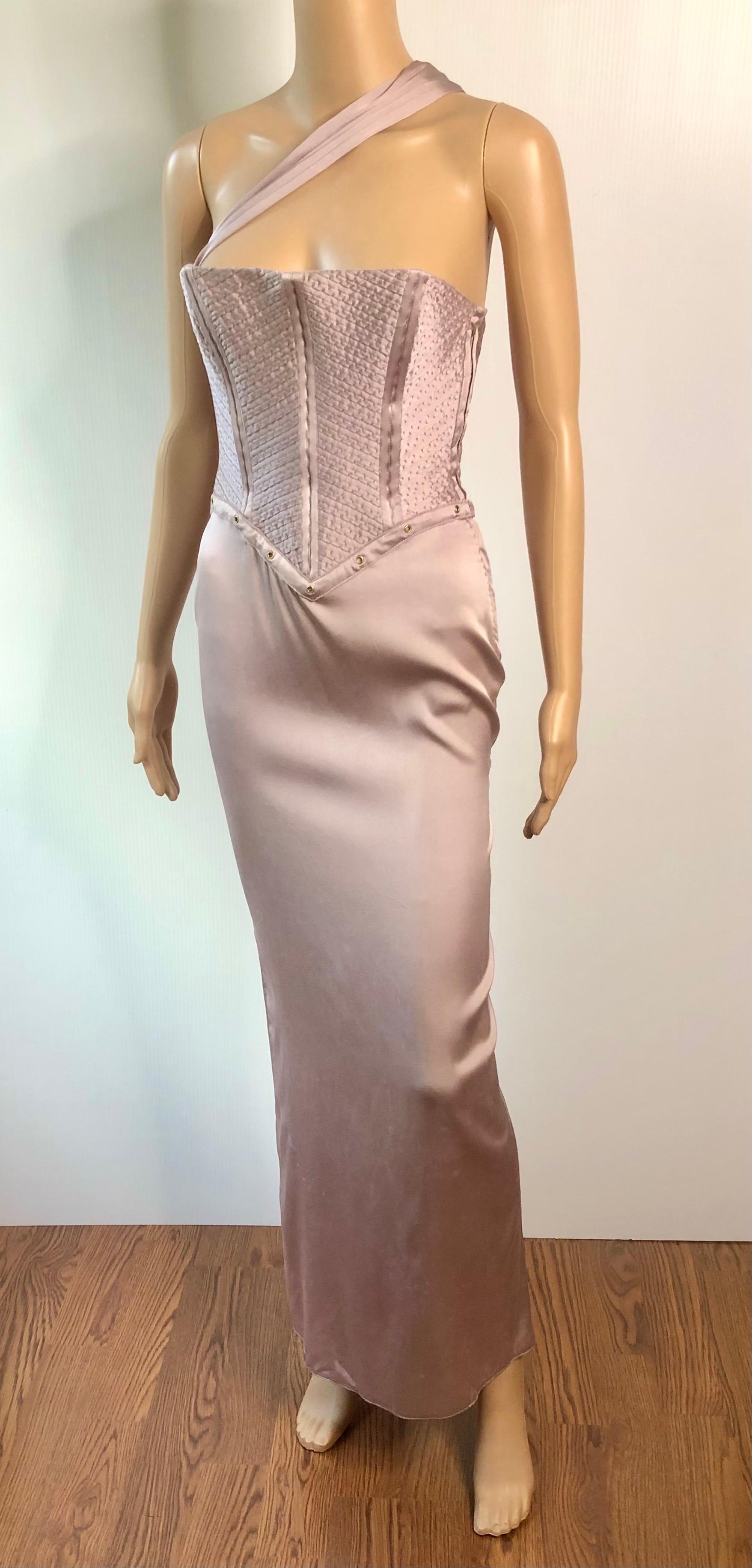 Tom Ford for Gucci F/W 2003 Runway Bustier Corset Silk Evening Dress Gown In Good Condition In Naples, FL