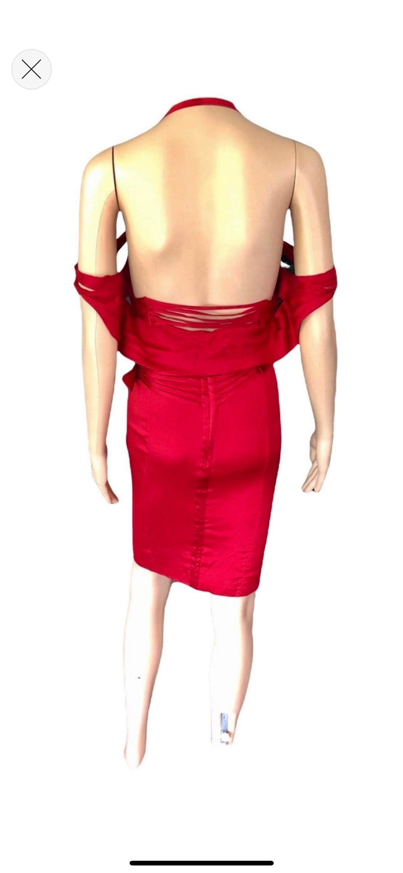 Tom Ford for Gucci F/W 2003 Runway Bustier Corset Silk Red Dress In Good Condition For Sale In Naples, FL