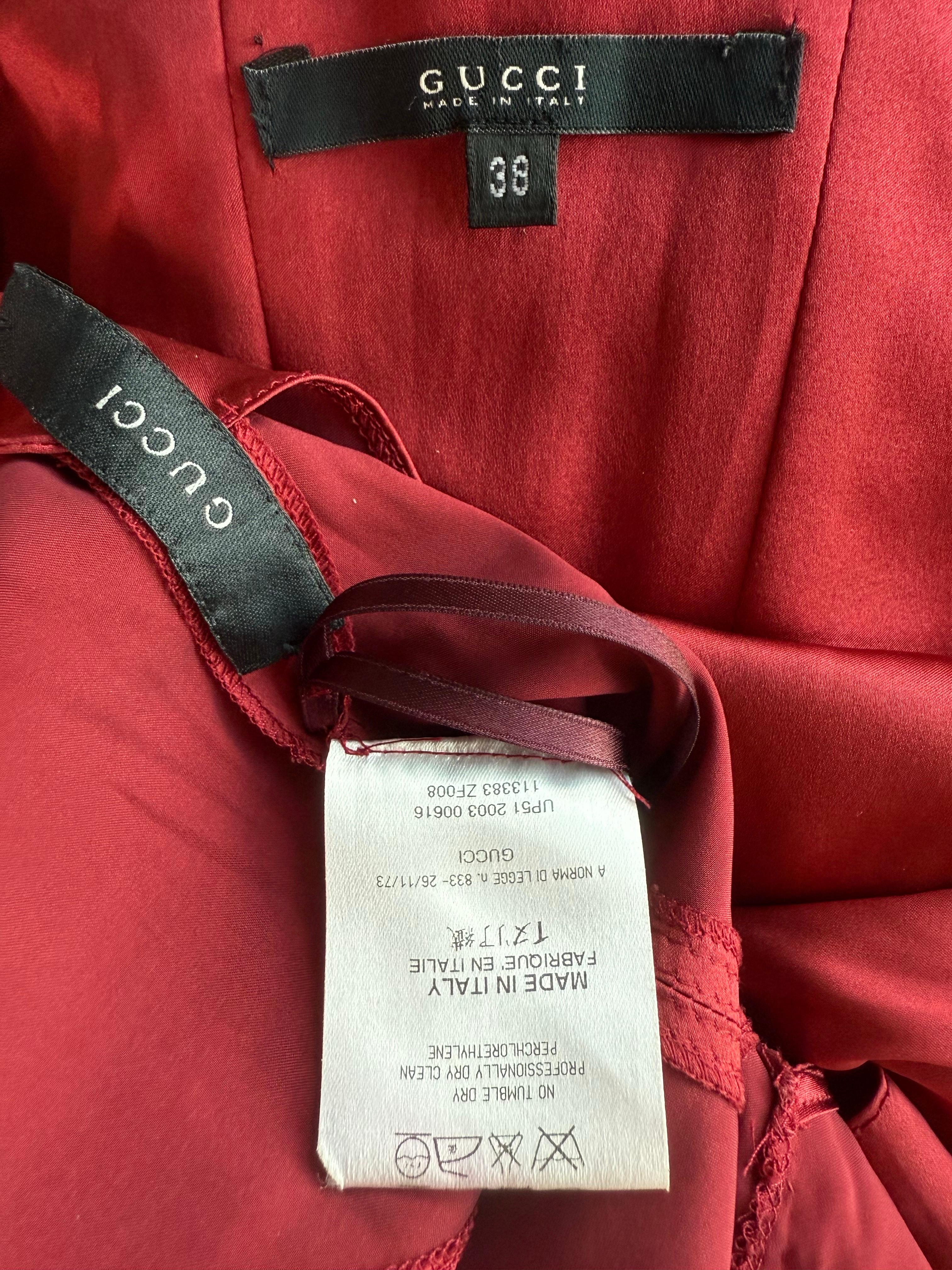 Tom Ford for Gucci F/W 2003 Runway Corset Belt Cutout Bustier Silk Red Dress For Sale 13