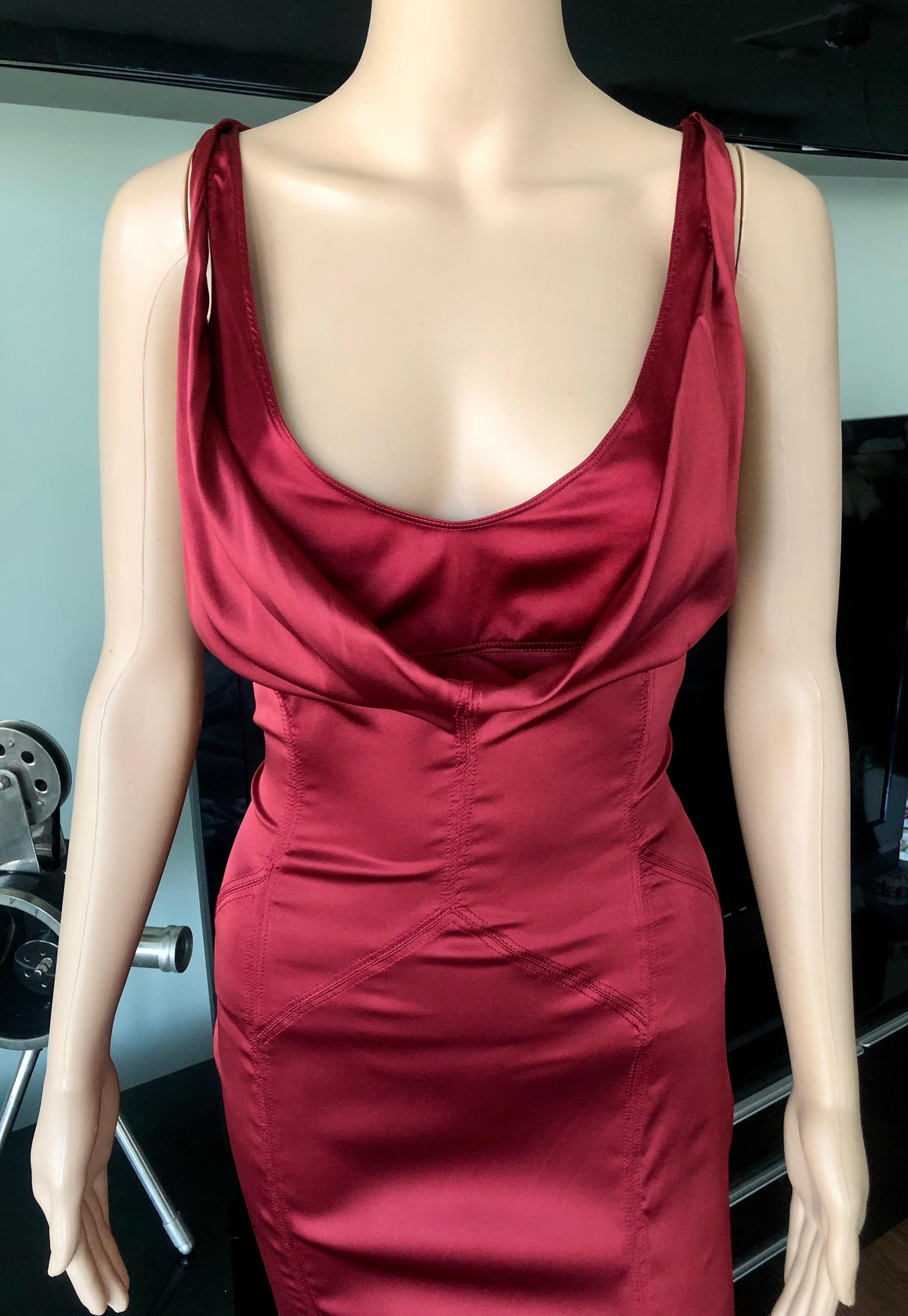Red Tom Ford for Gucci F/W 2003 Runway Cutout Bustier Silk Dress For Sale