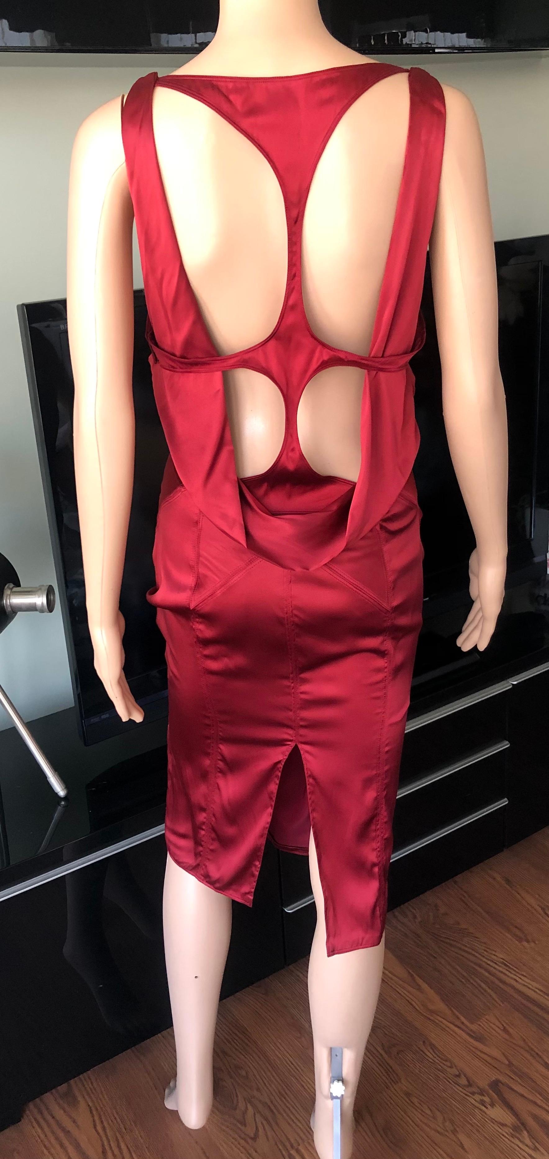 Tom Ford for Gucci F/W 2003 Runway Cutout Bustier Silk Dress In Good Condition For Sale In Naples, FL