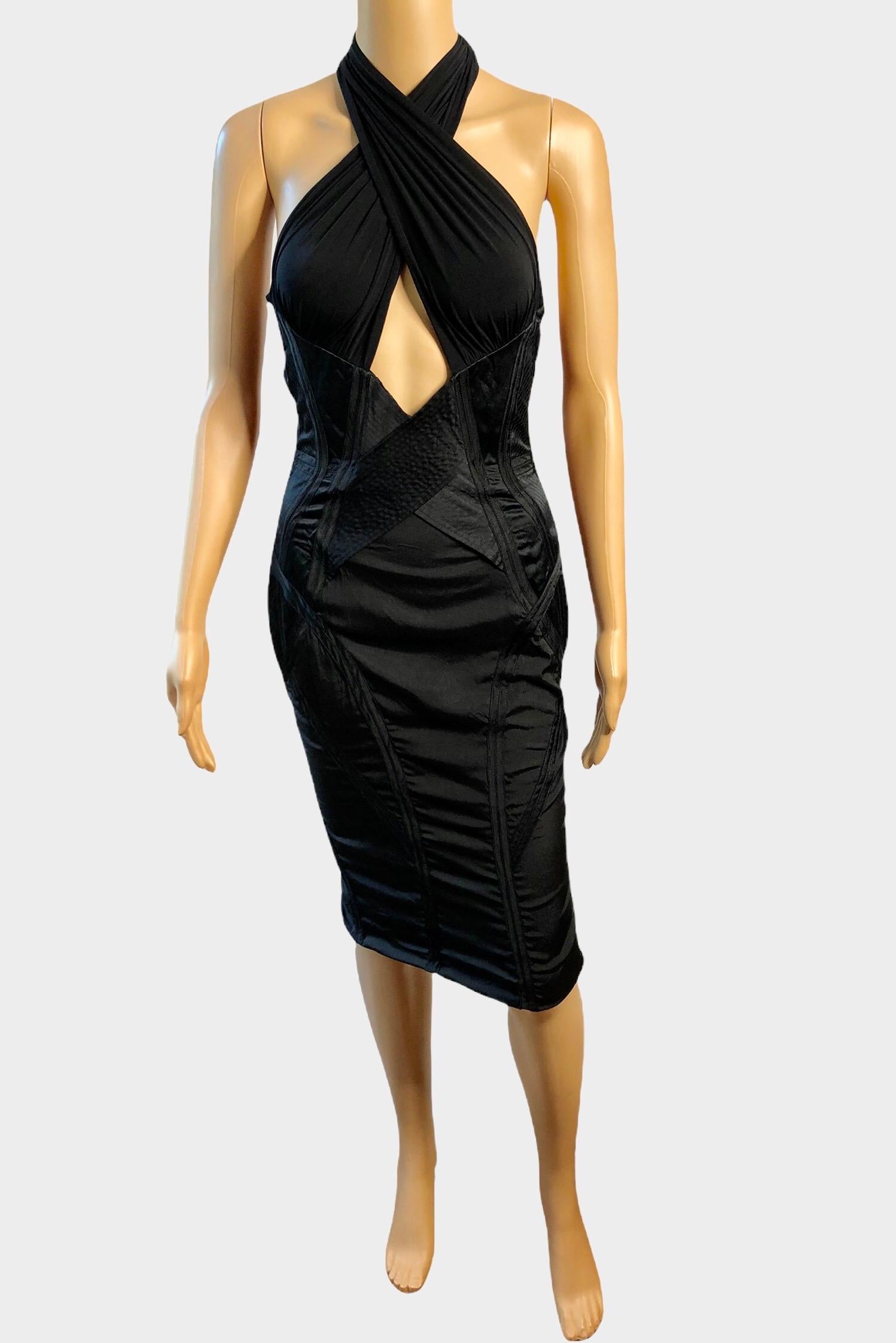 Women's or Men's Tom Ford for Gucci F/W 2003 Runway Cutout Silk Black Dress For Sale
