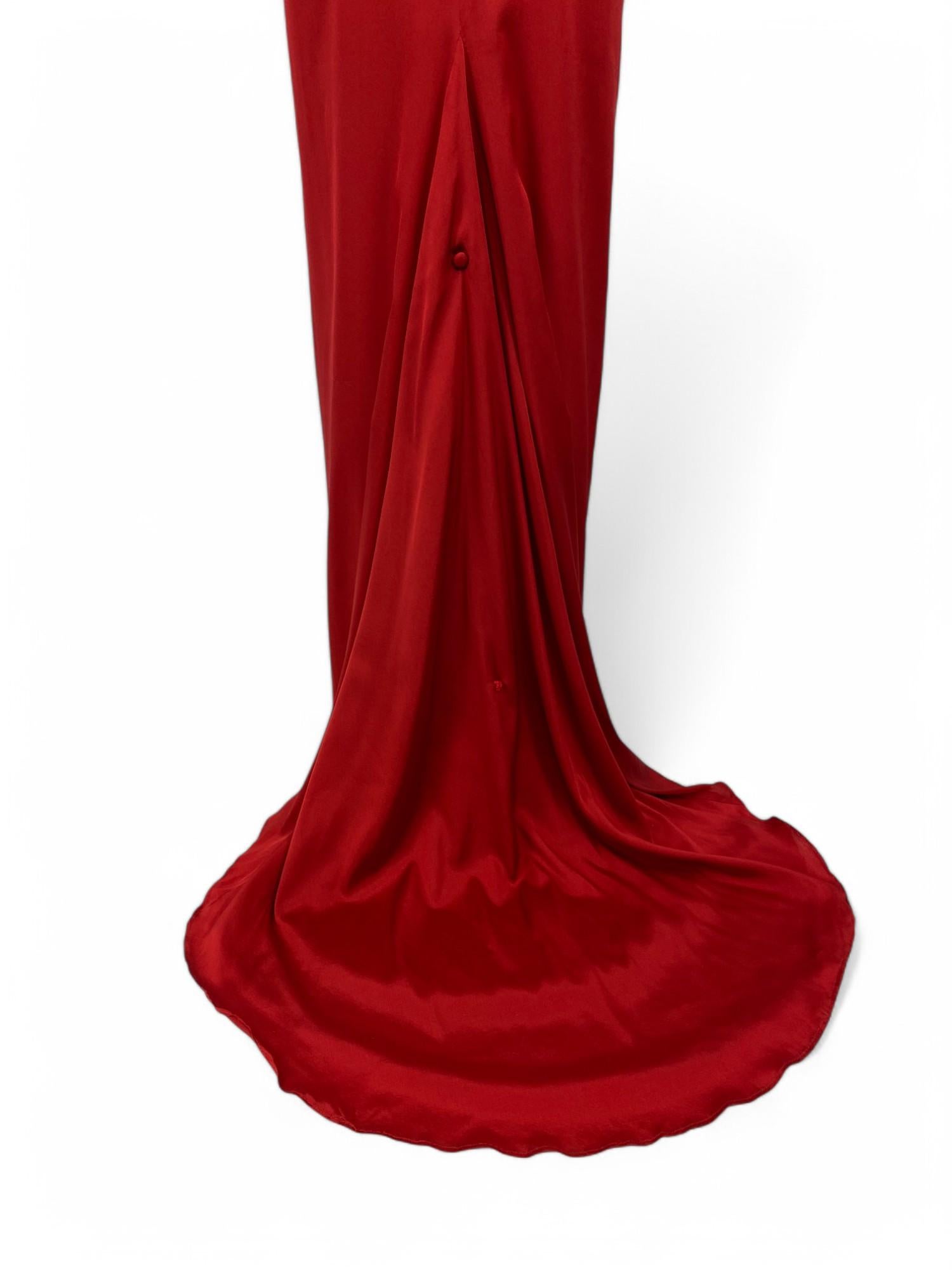 Tom Ford for Gucci F/W 2003 Runway, Red Silk Corset Gown Sz: IT 40 For Sale 7