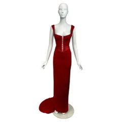Tom Ford for Gucci F/W 2003 Runway, Red Silk Corset Gown Sz: IT 40