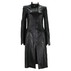 Tom Ford for Gucci F/W 2004 Chevron Quilting Black Soft Leather Coat It 40 US 4