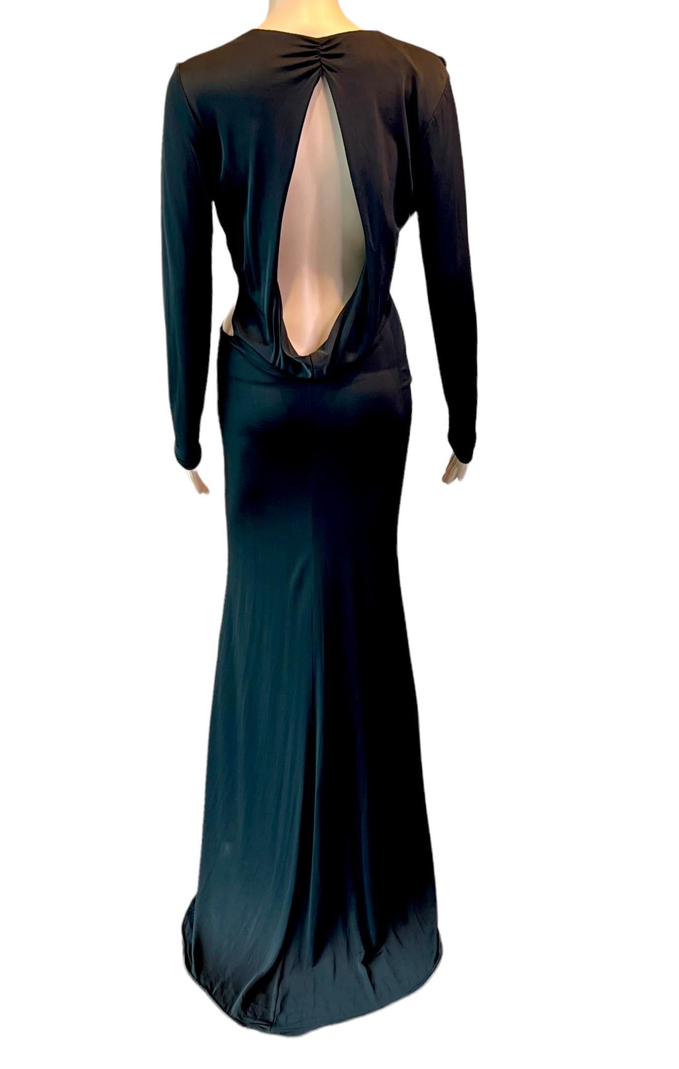 Tom Ford for Gucci F/W 2004 Embellished Plunging Cutout Black Evening Dress Gown 3