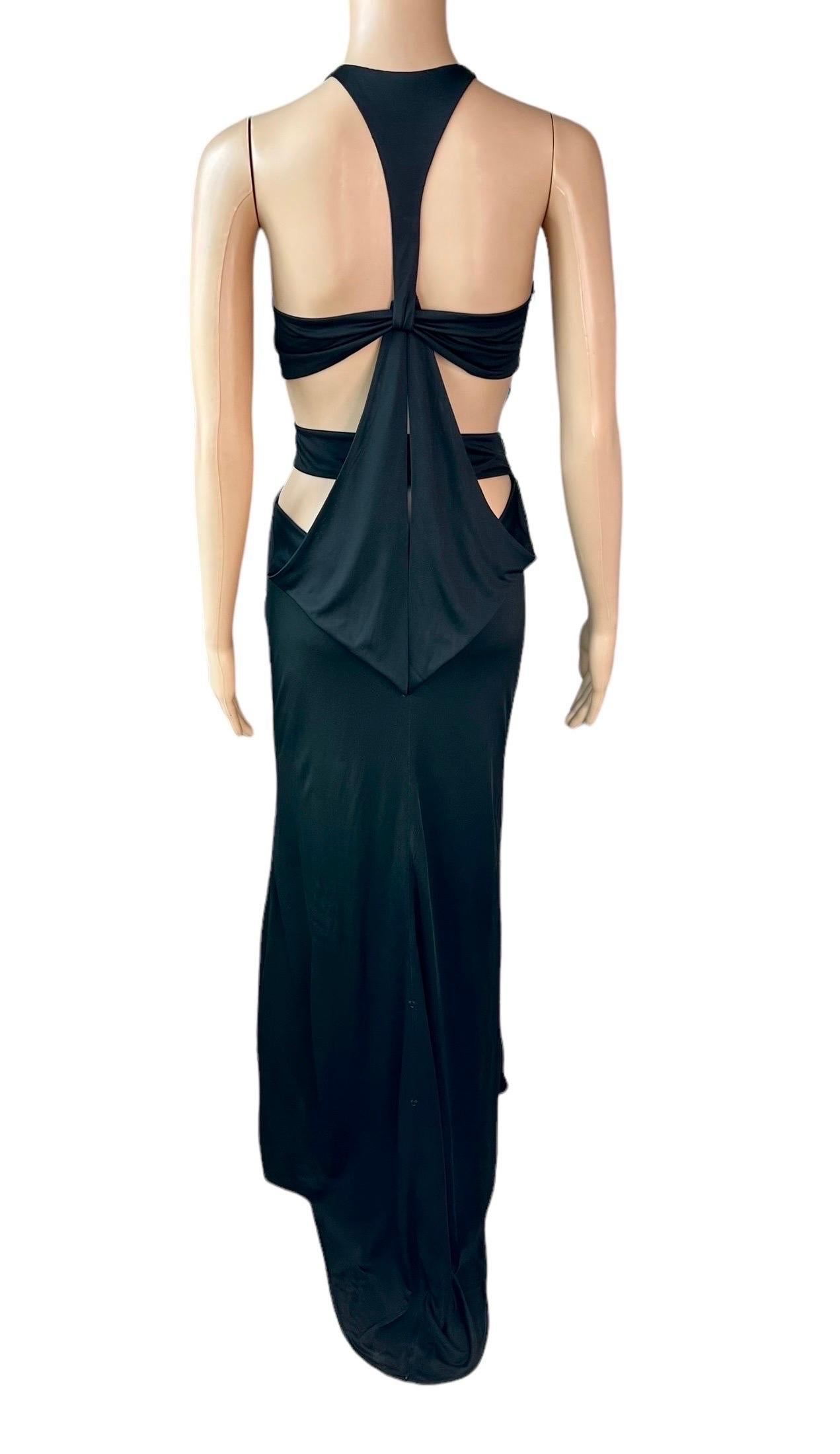 Tom Ford for Gucci F/W 2004 Embellished Plunging Cutout Black Evening Dress Gown 1