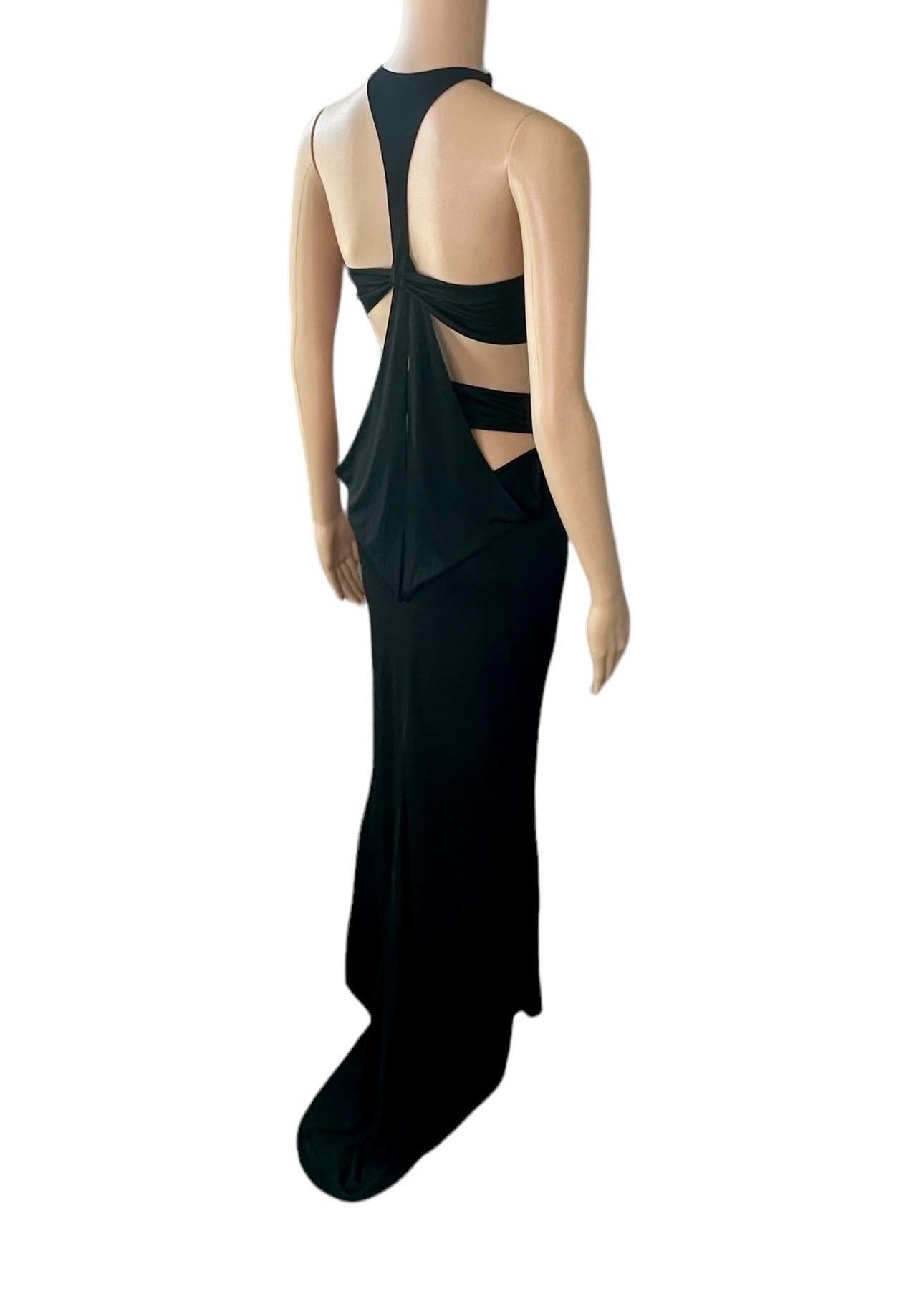Tom Ford for Gucci F/W 2004 Embellished Plunging Cutout Black Evening Dress Gown 5