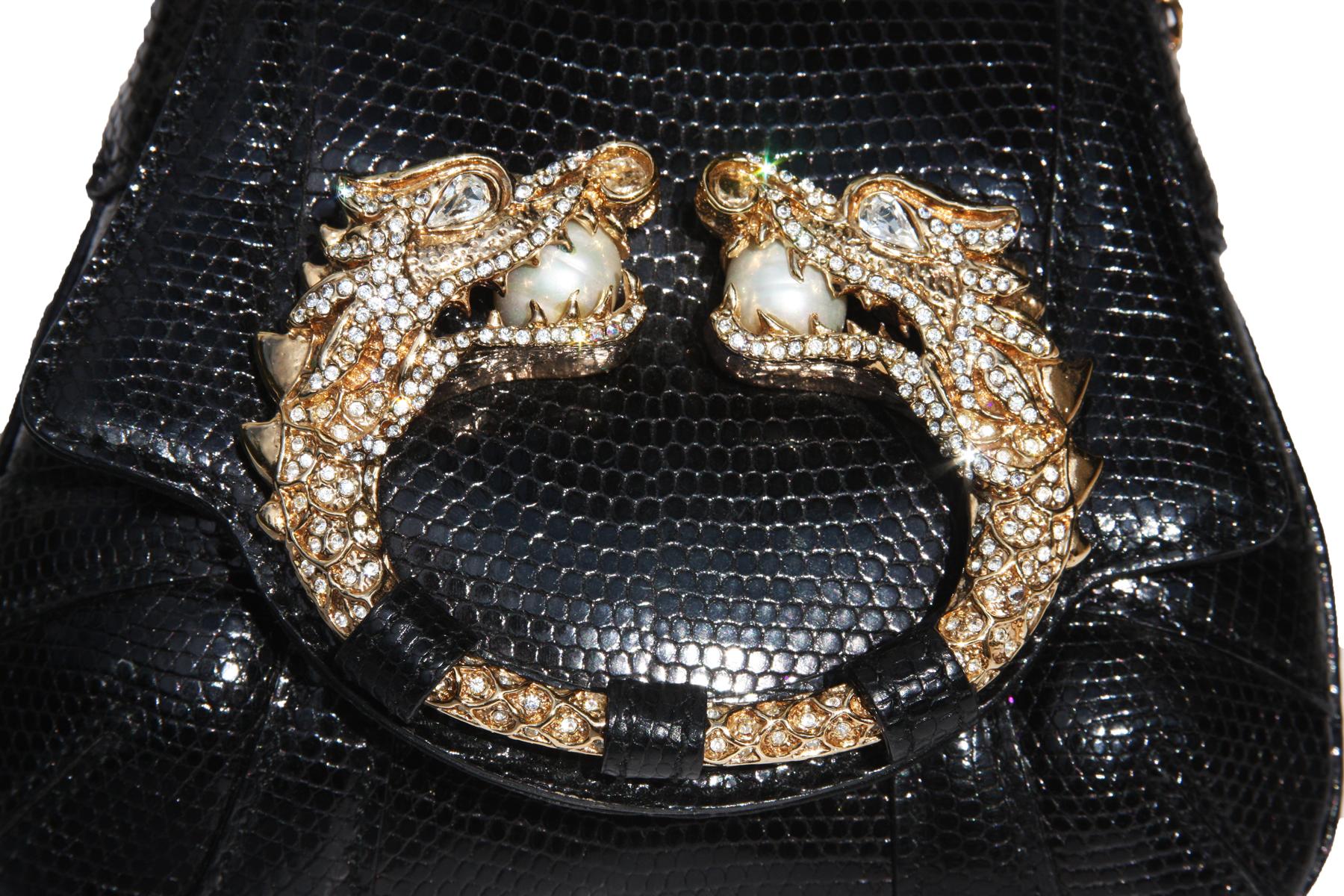 Tom Ford for Gucci F/W 2004 Lizard Evening Clutch Bag Jeweled Dragon  In Excellent Condition For Sale In Montgomery, TX