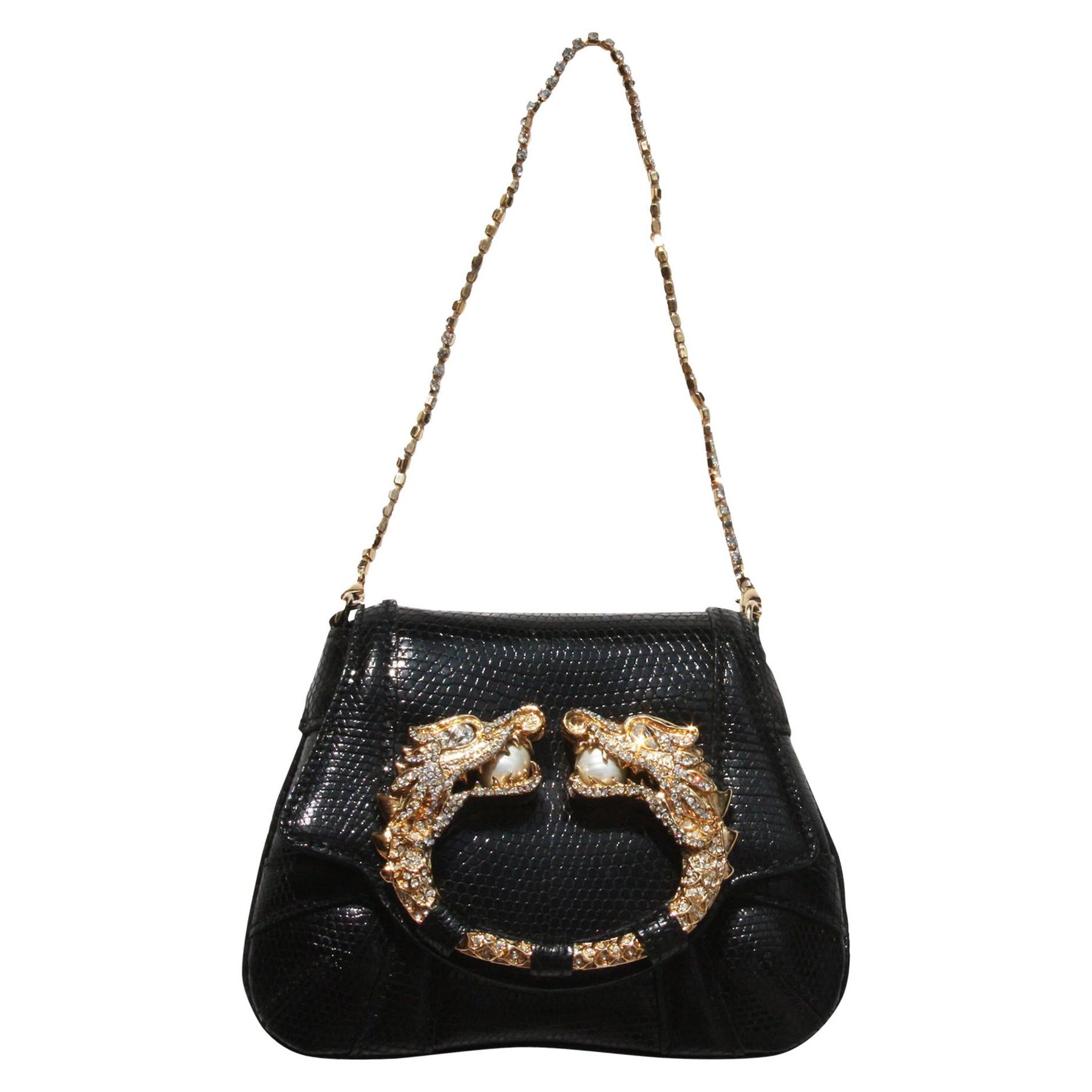 Tom Ford for Gucci F/W 2004 Lizard Evening Clutch Bag Jeweled Dragon