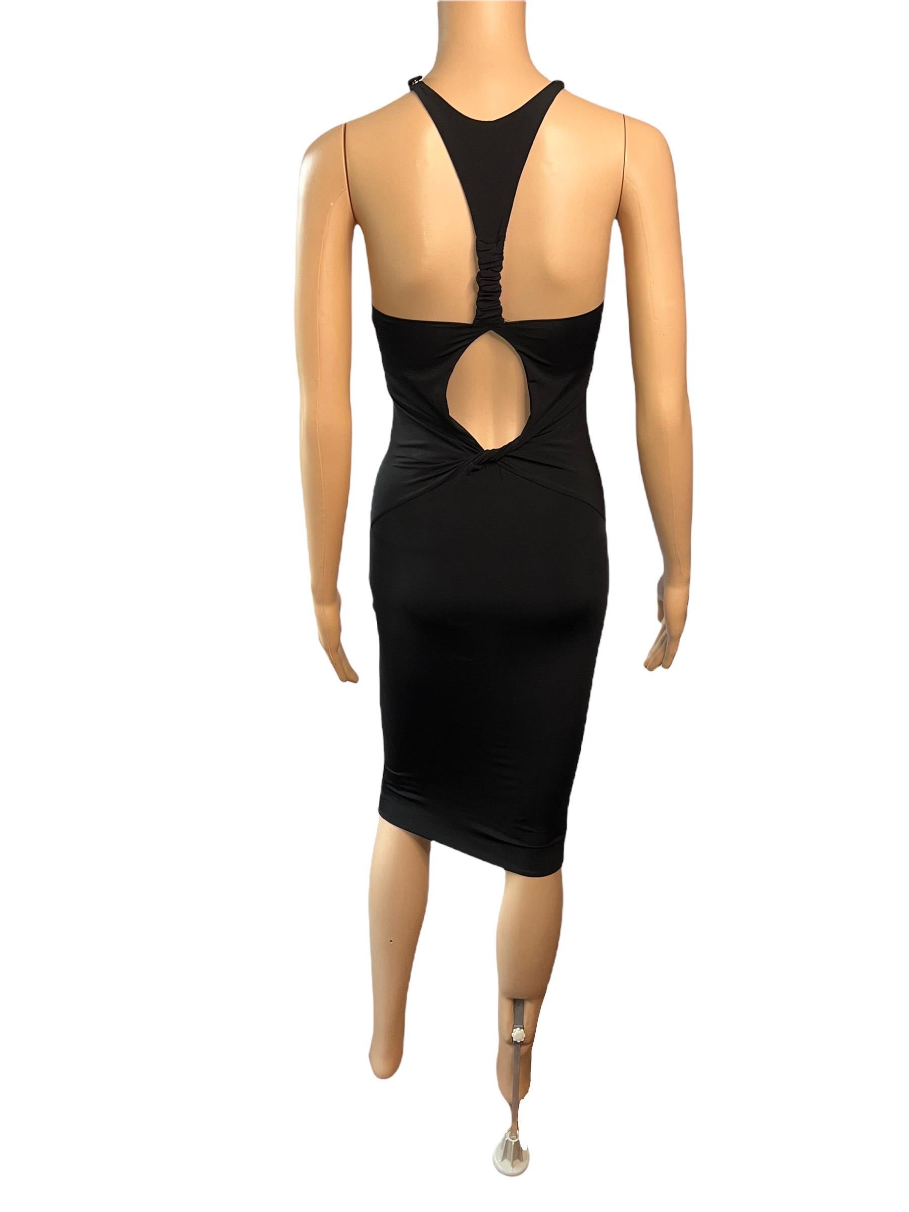 Tom Ford for Gucci F/W 2004 Plunging Cutout Black Evening Dress Size L





