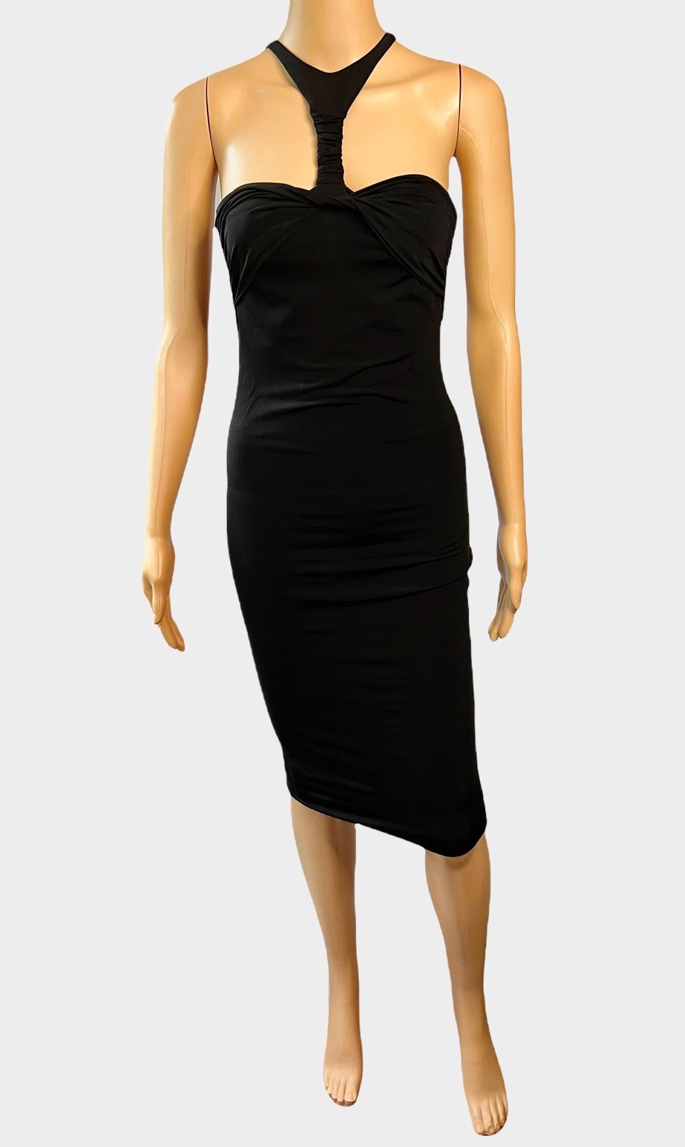 Tom Ford for Gucci F/W 2004 Plunging Cutout Black Evening Dress  For Sale 1