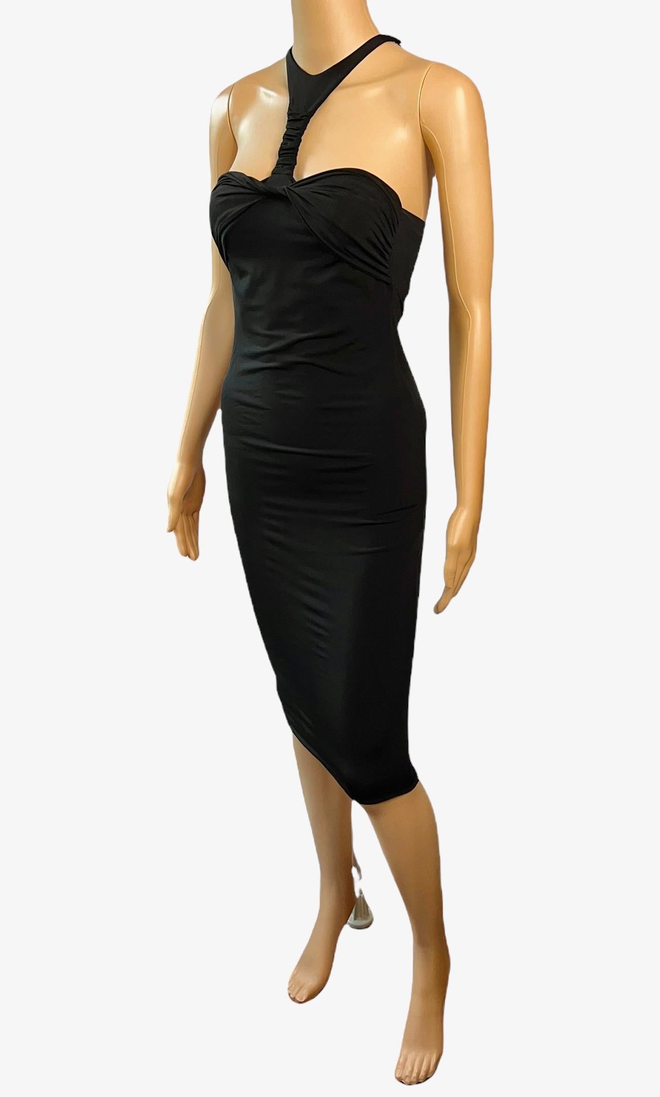 Tom Ford for Gucci F/W 2004 Plunging Cutout Black Evening Dress  For Sale 2