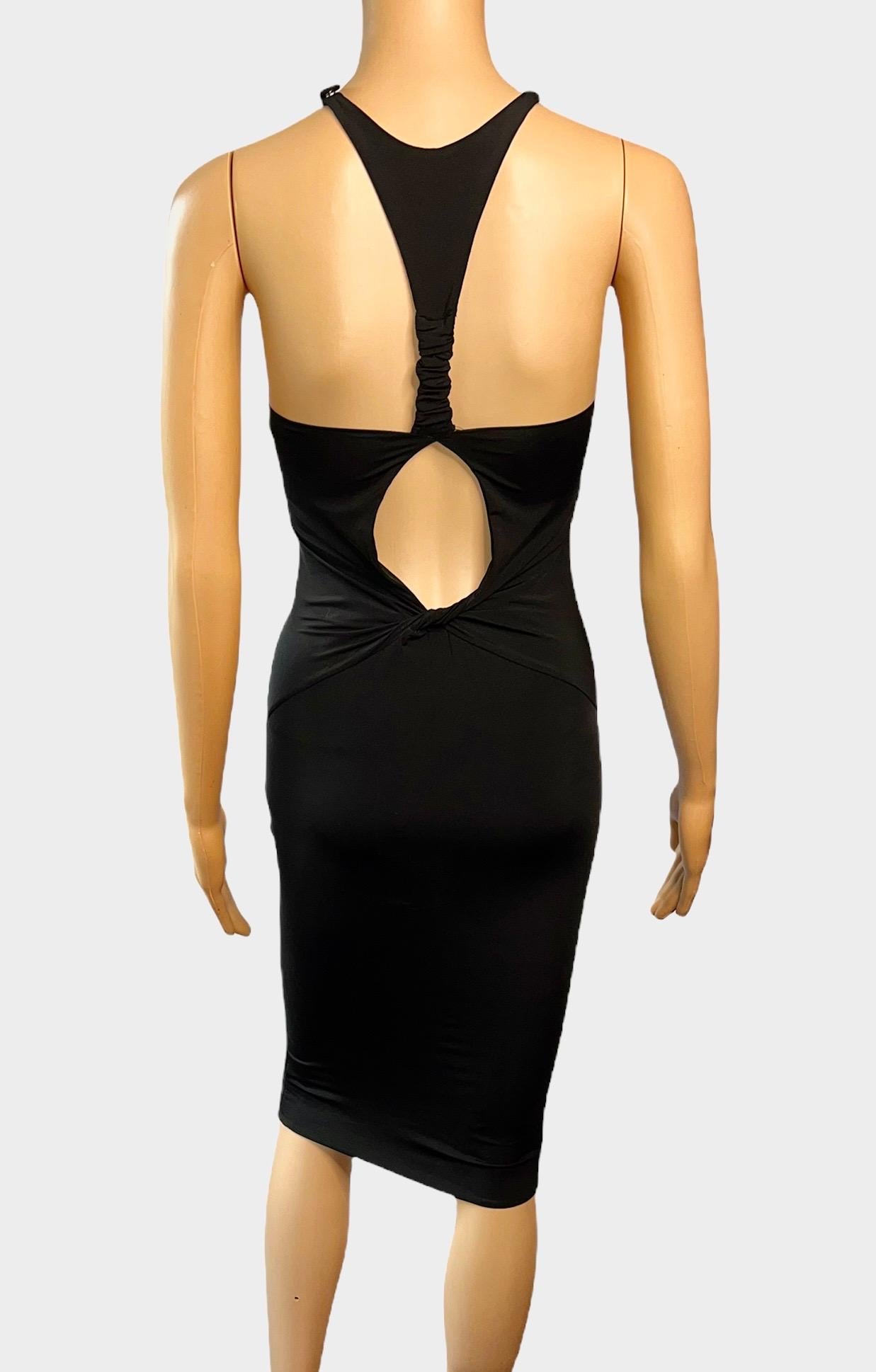Tom Ford for Gucci F/W 2004 Plunging Cutout Black Evening Dress  For Sale 3