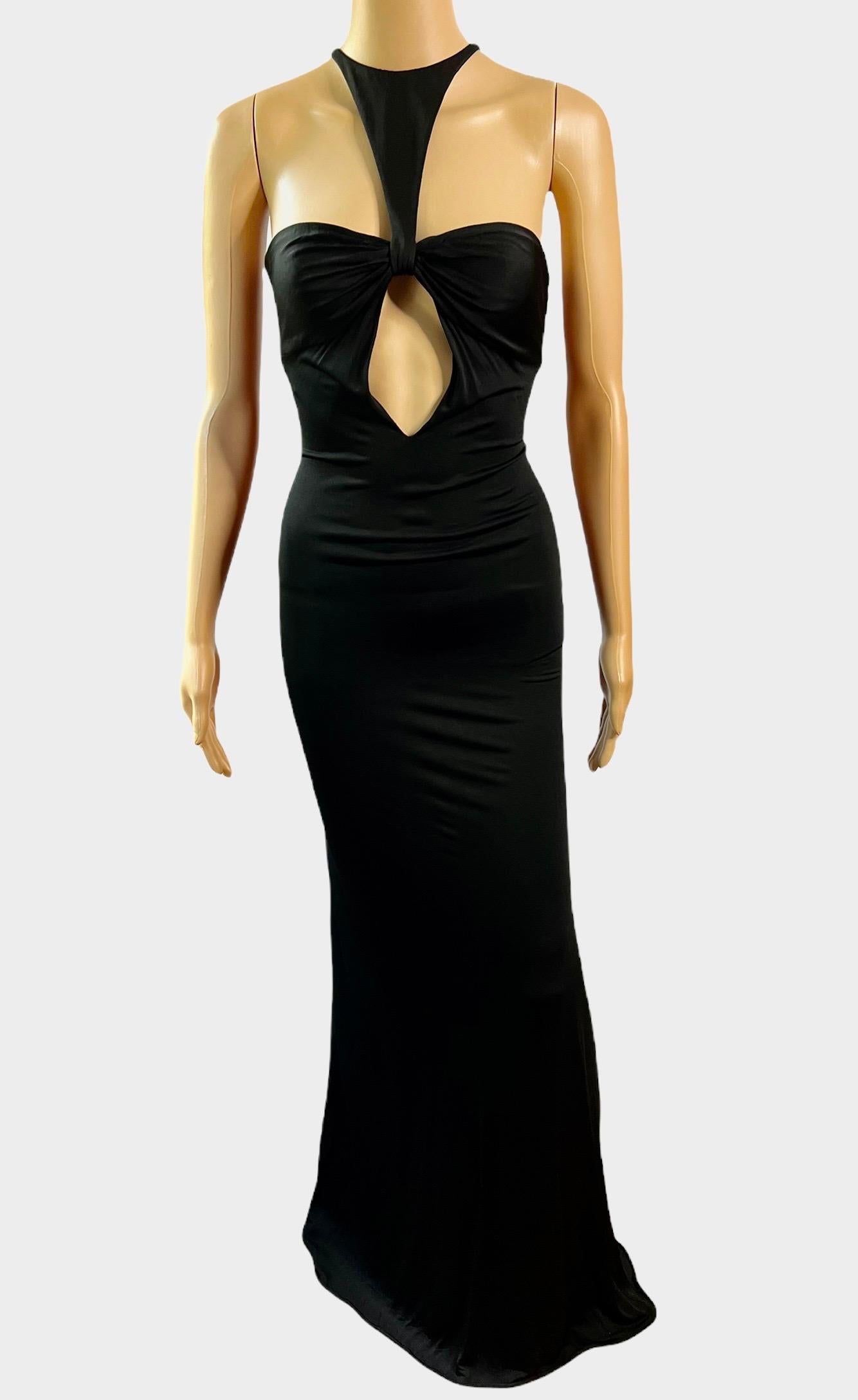 Women's Tom Ford for Gucci F/W 2004 Plunging Cutout Black Evening Dress Gown