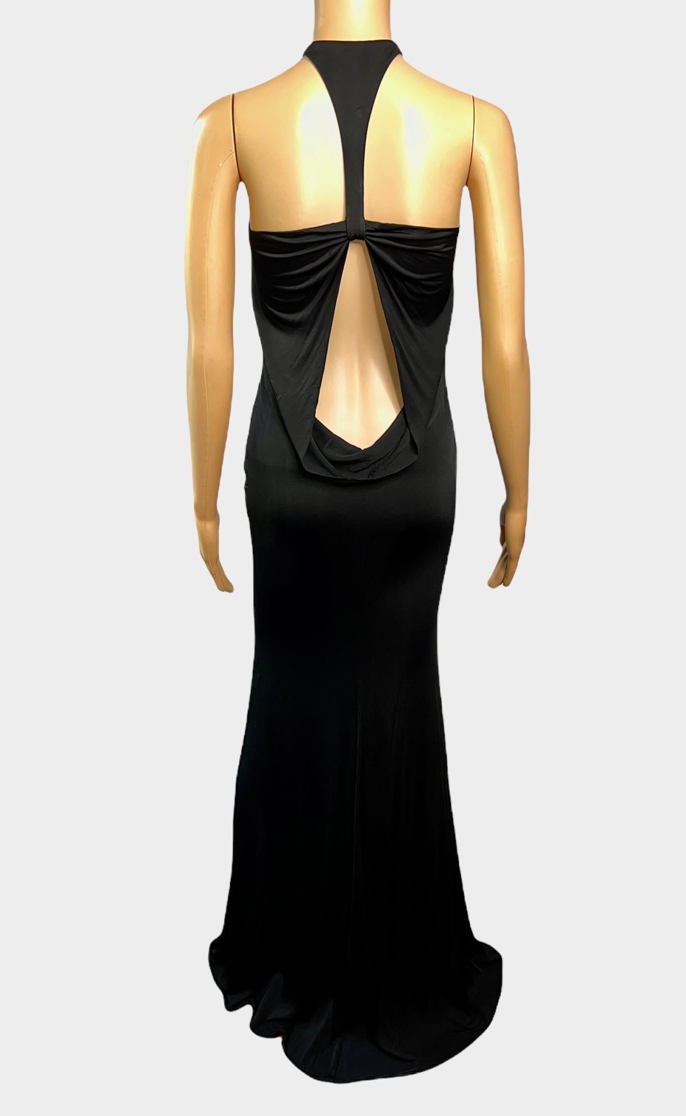 Tom Ford for Gucci F/W 2004 Plunging Cutout Black Evening Dress Gown For Sale 1