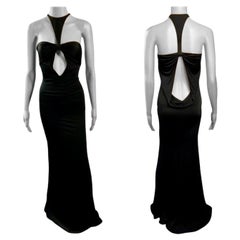 Tom Ford pour Gucci F/W 2004 - Robe de soirée noire à découpes plongeantes
