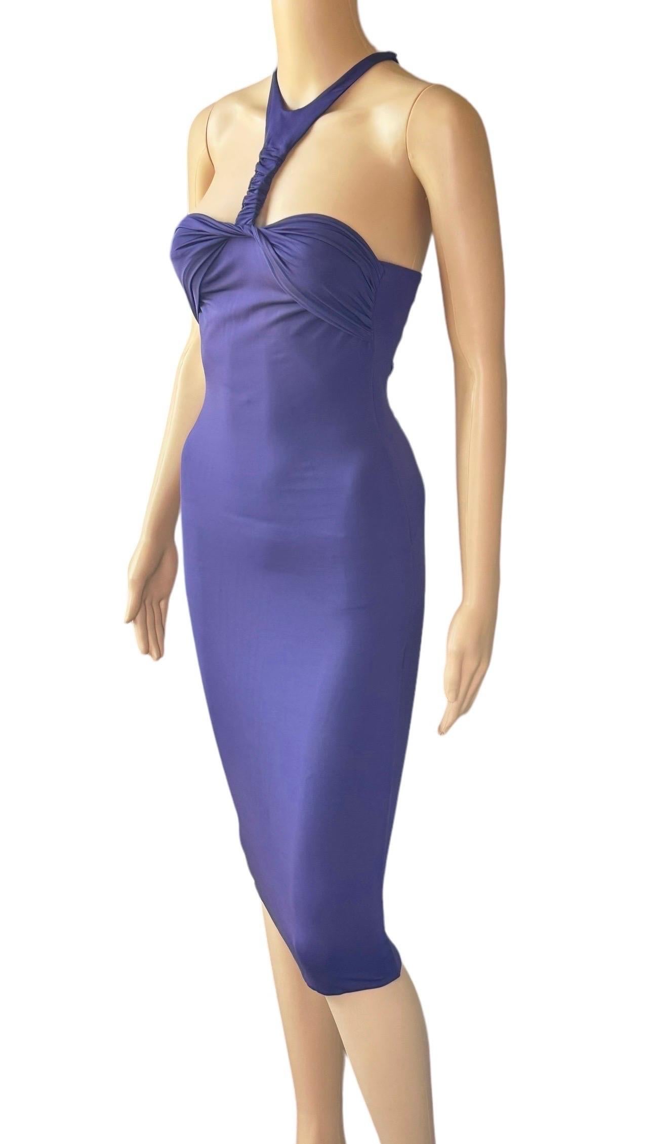 Women's Tom Ford for Gucci F/W 2004 Plunging Cutout Purple Evening Dress For Sale