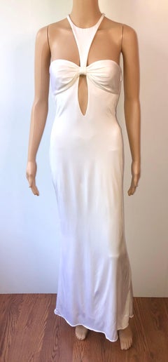 Tom Ford for Gucci F/W 2004 Plunging Cutout White Evening Dress Gown