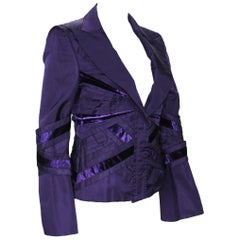 Tom Ford for Gucci F/W 2004 Runway Purple Silk Taffeta Jacket + Skirt 42 - US 6