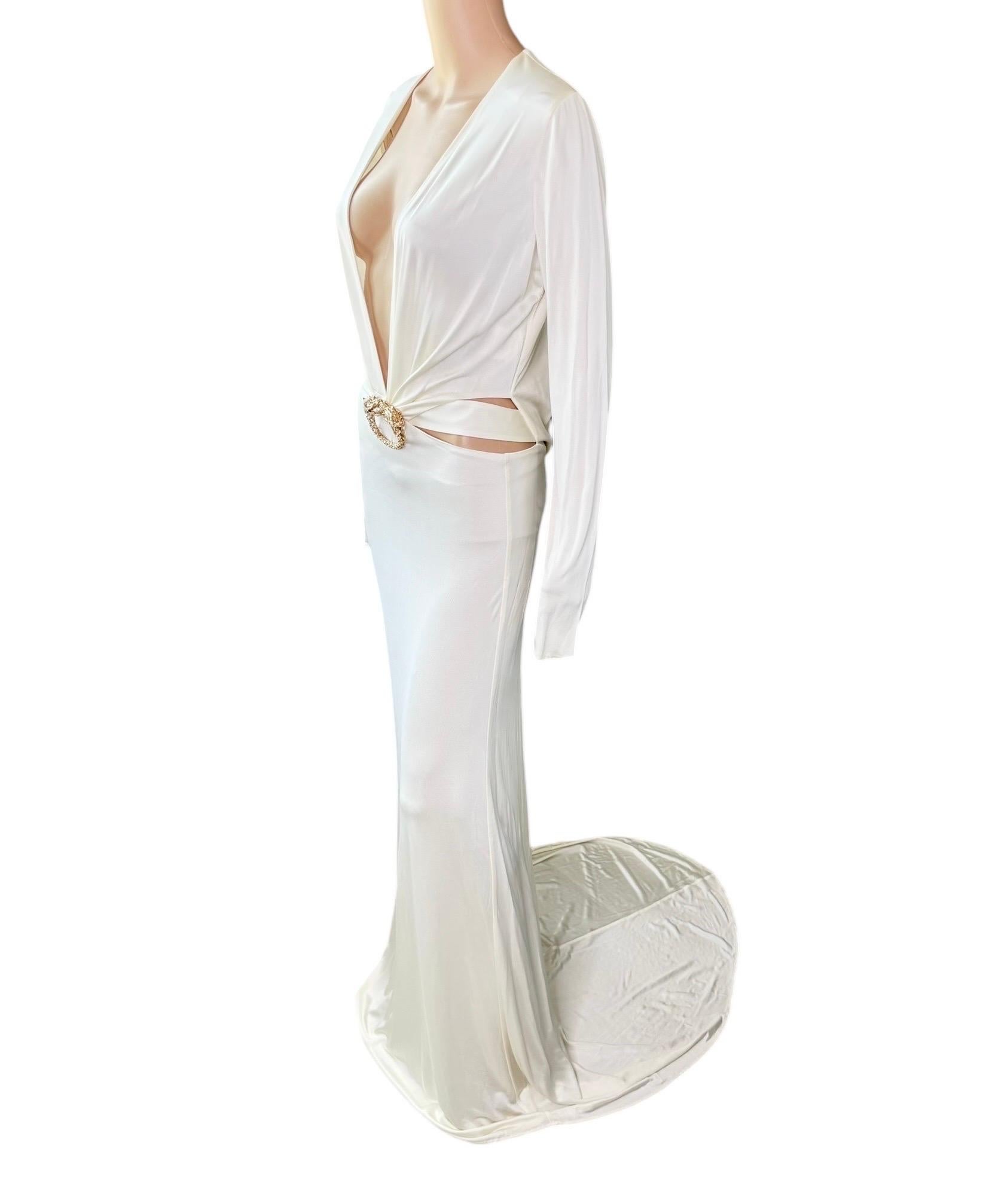 Tom Ford for Gucci F/W 2004 Runway Plunging Cutout Ivory Evening Dress Gown For Sale 6