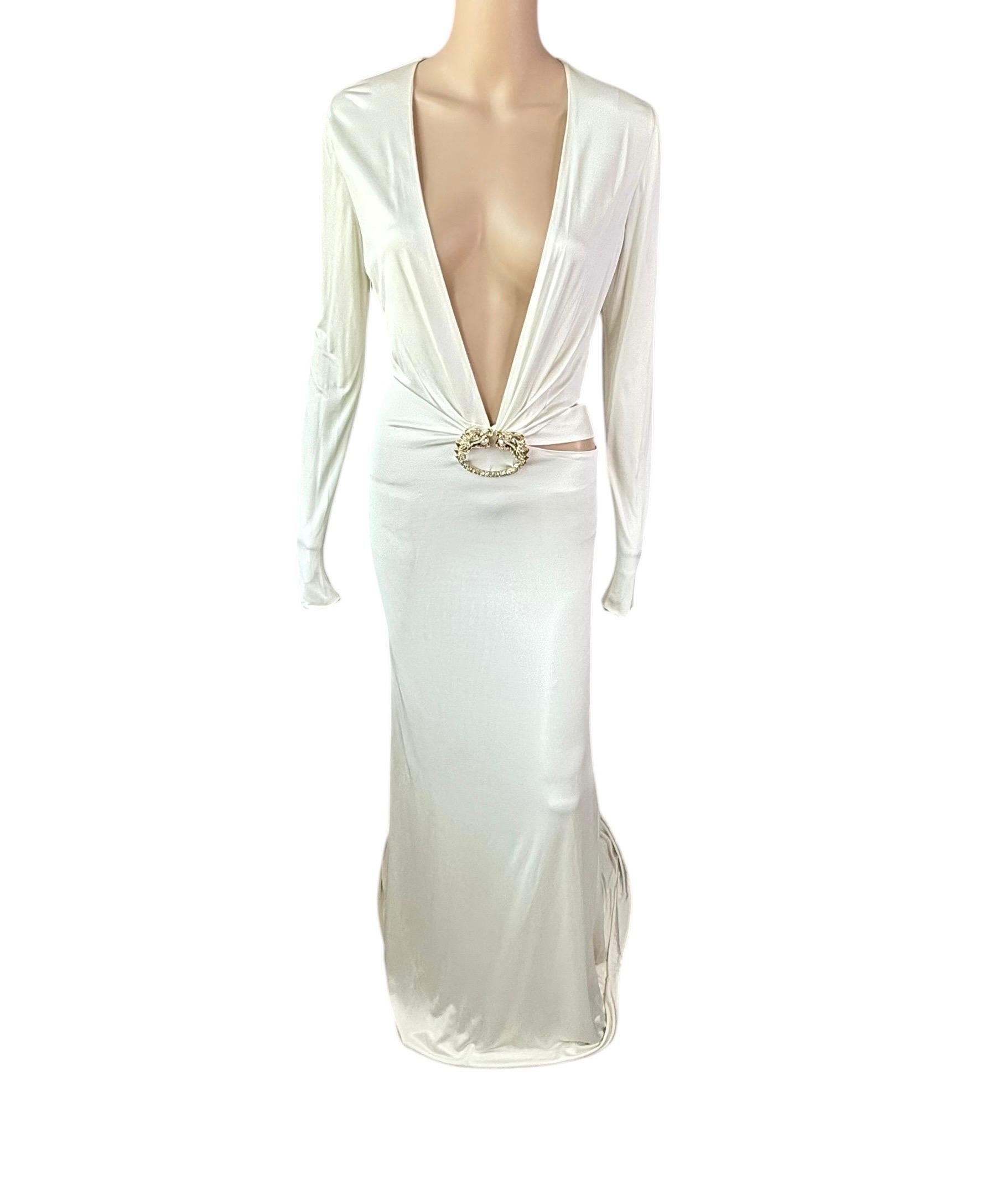 Tom Ford for Gucci F/W 2004 Runway Plunging Cutout Ivory Evening Dress Gown For Sale 7