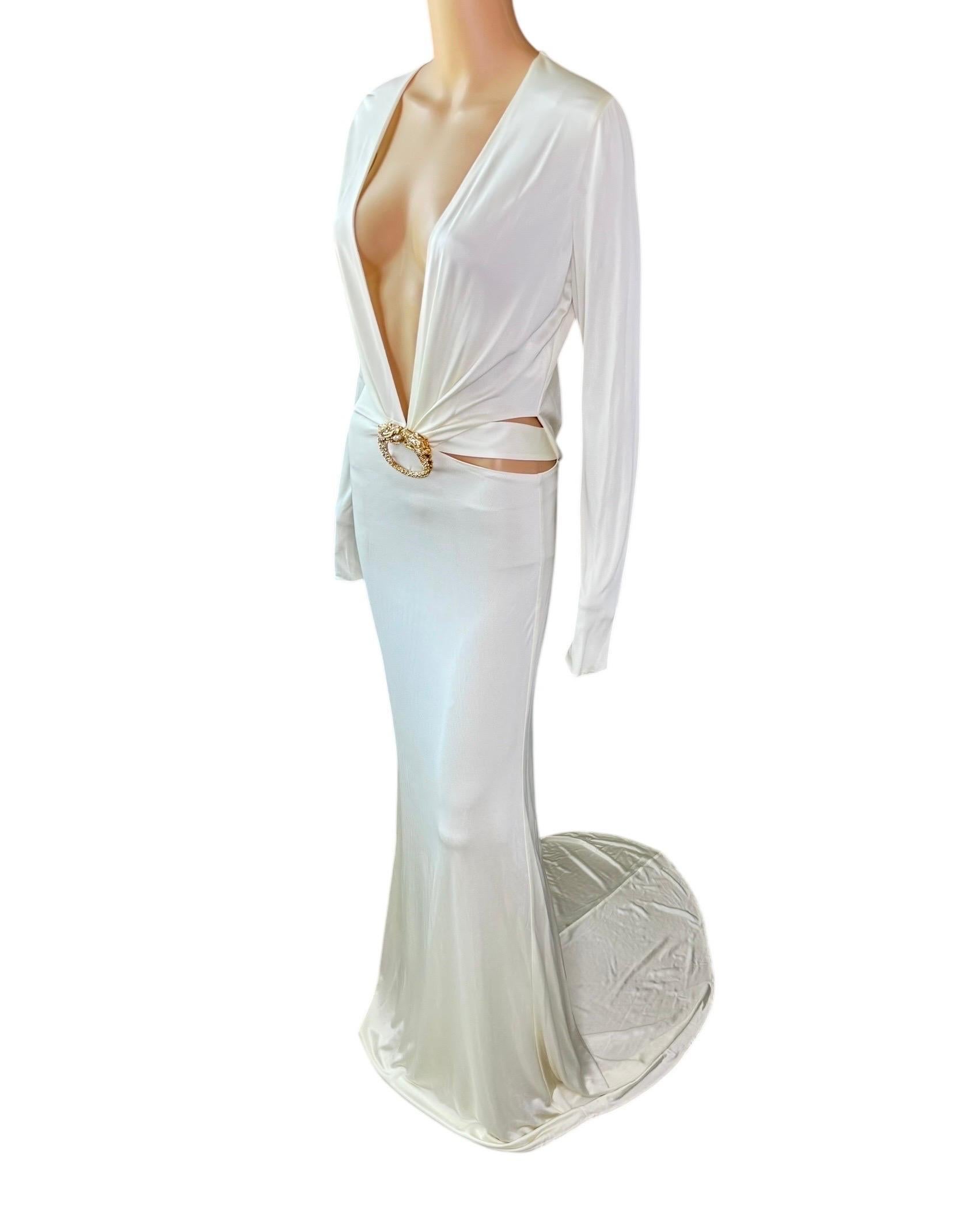 Tom Ford for Gucci F/W 2004 Runway Plunging Cutout Ivory Evening Dress Gown For Sale 3