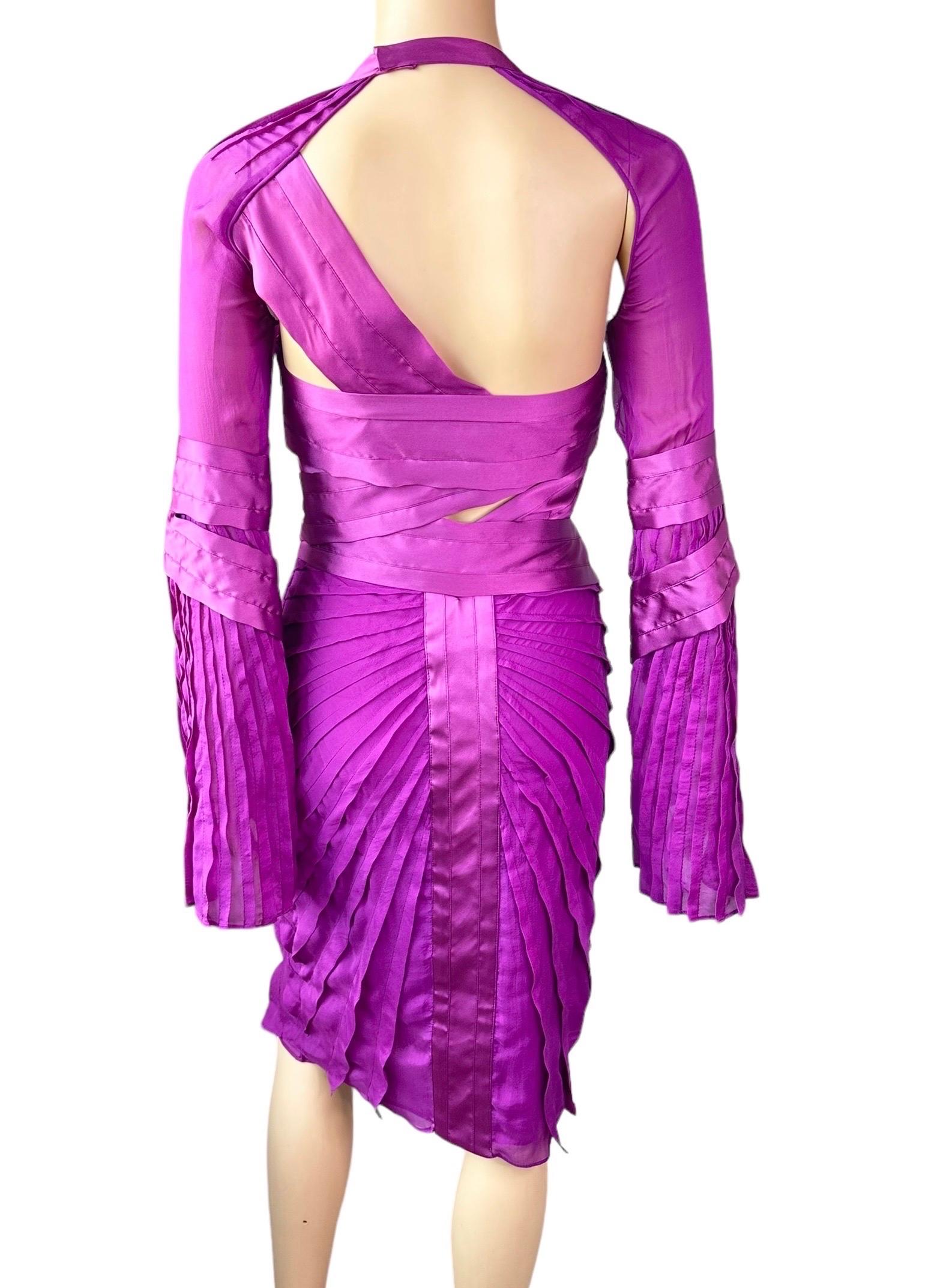 Violet Tom Ford for Gucci, défilé A/H 2004 - Robe midi en soie plissée et bustier, non portée, non portée en vente