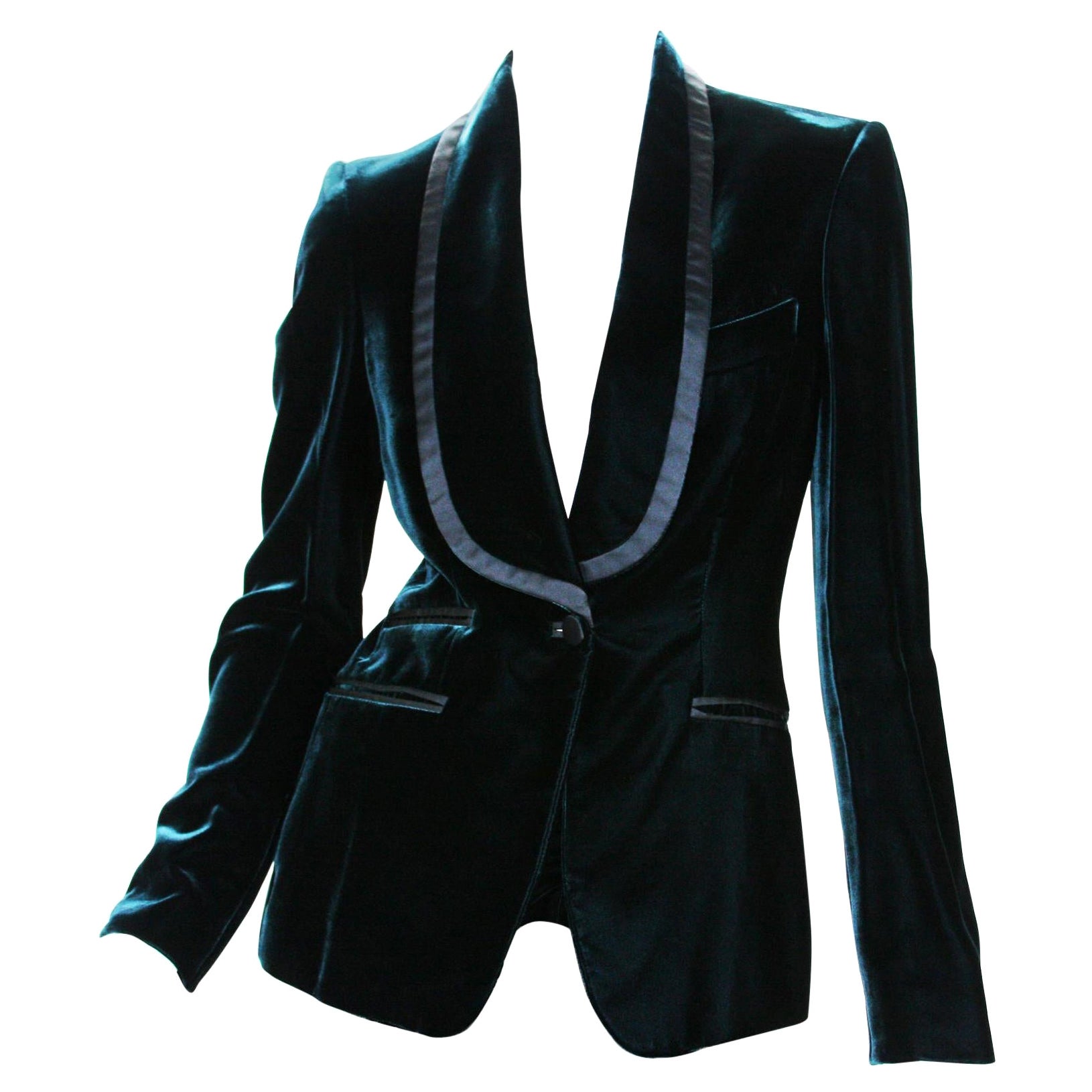 Tom Ford pour Gucci - Veste de smoking en velours vert émeraude, défilé A/H 2004, taille 38 et 40