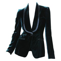 Tom Ford for Gucci F/W 2004 Runway Velvet Emerald Green Tuxedo Jacket Blazer 38