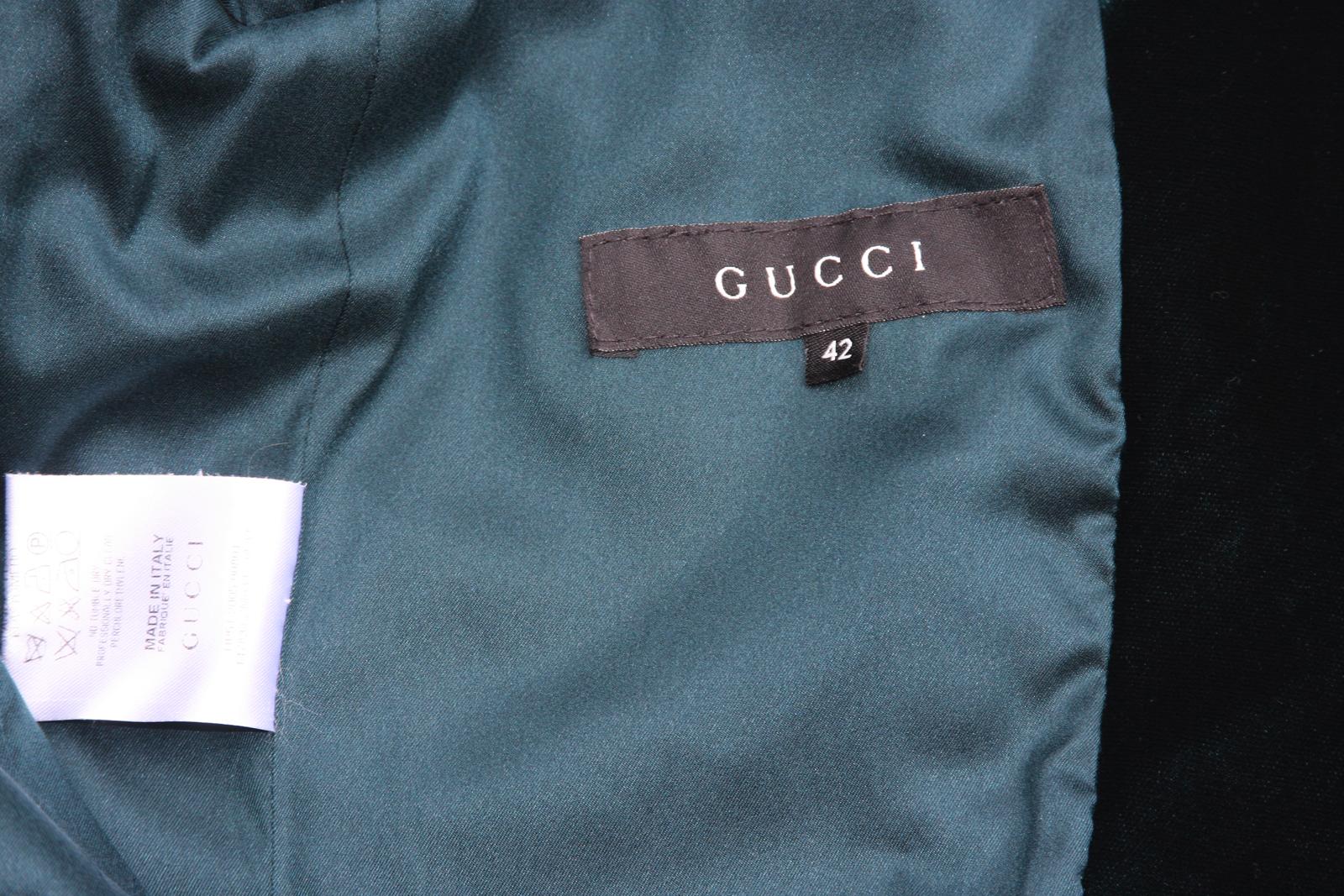 Women's Tom Ford for Gucci F/W 2004 Runway Velvet Green Tuxedo Pant Suit It. 42 - US 6