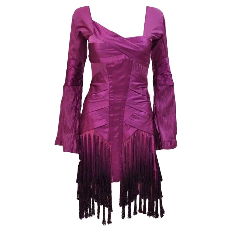 fitted lace wedding dress Bailar De Caballito Fringe Off The Shoulder Mini Dress (Purple)  Valeria'S  Boutique
