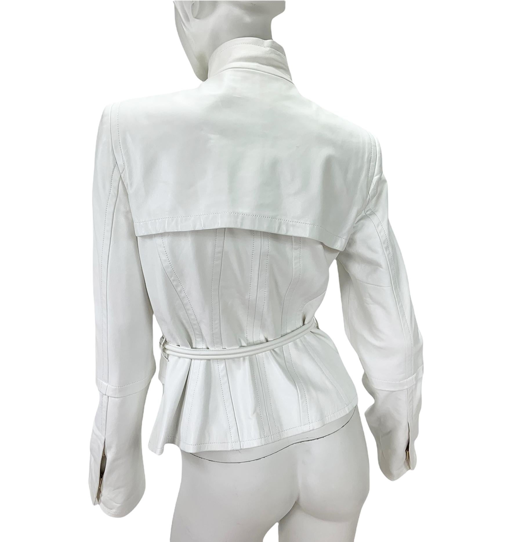 Tom Ford for Gucci F/W 2004 White Leather Rope Belted Jacket It. 46 ...