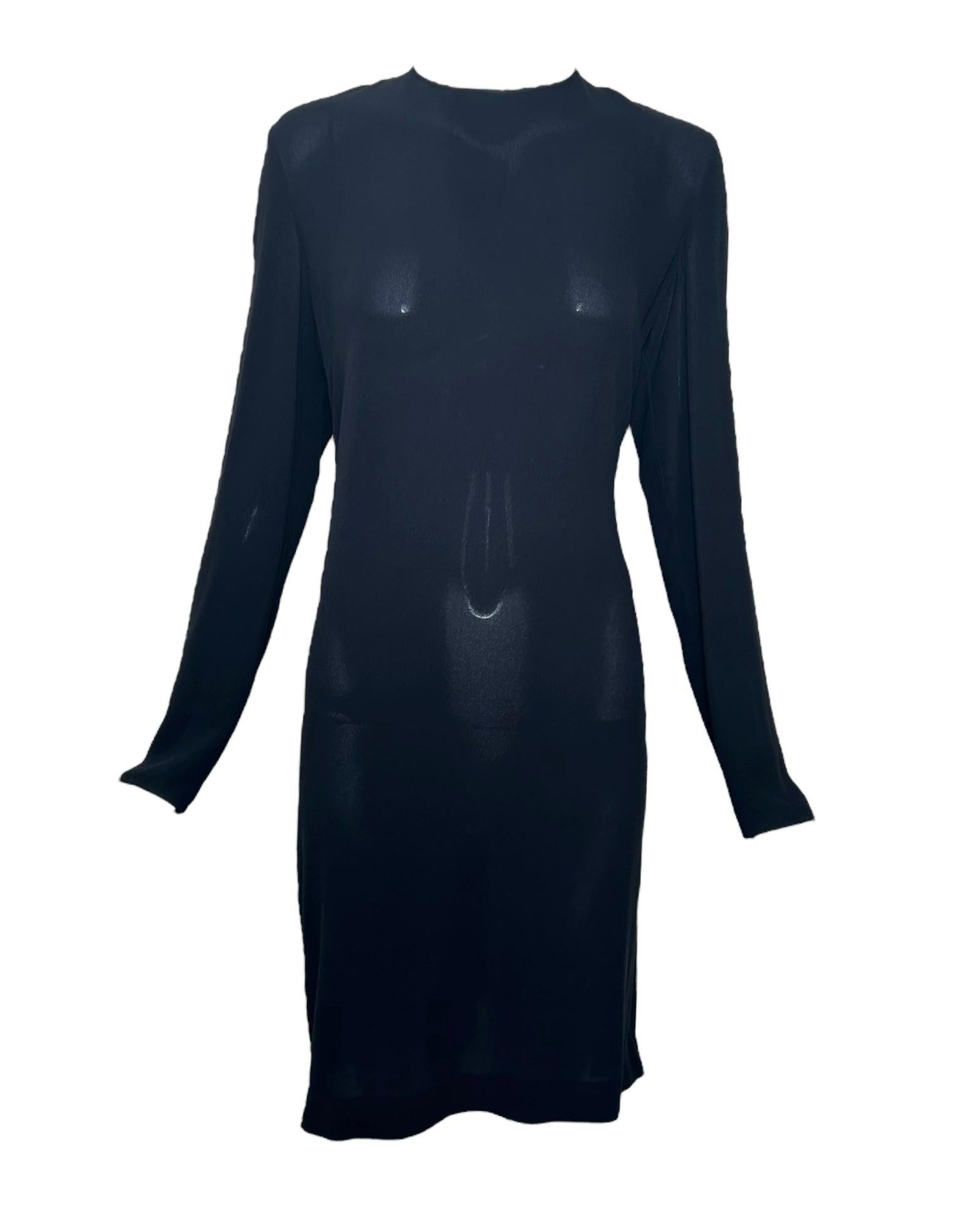 Tom Ford for Gucci F/W Schwarzes Midikleid aus Seide mit seitlichem Schlitz mit Reißverschluss, 2001 im Angebot
